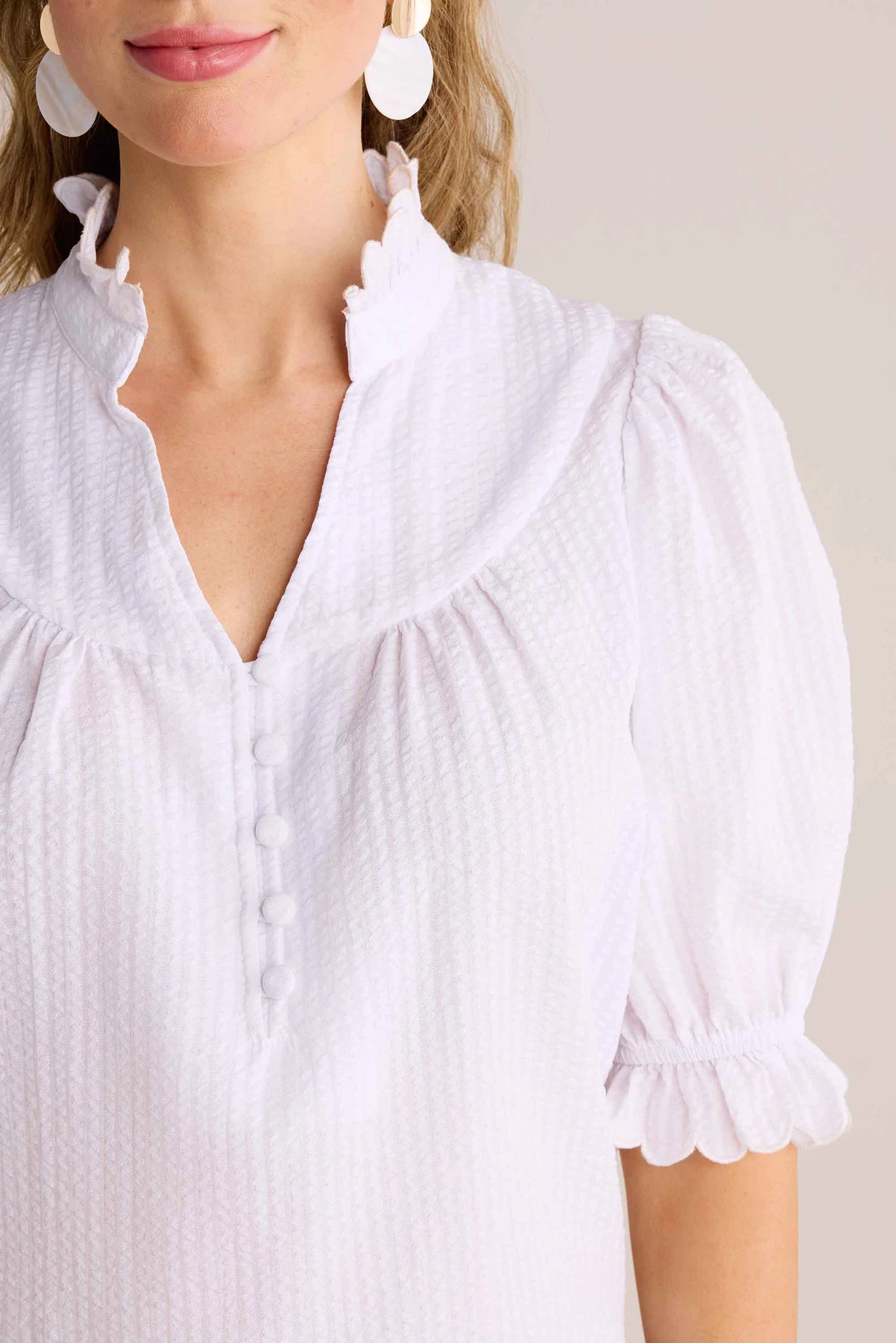 Hailey White Puff Sleeve Top