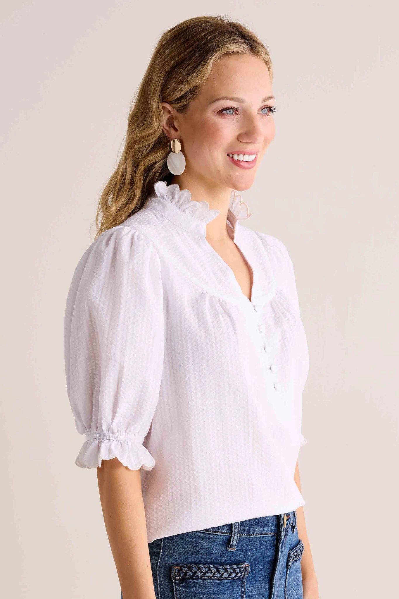 Hailey White Puff Sleeve Top