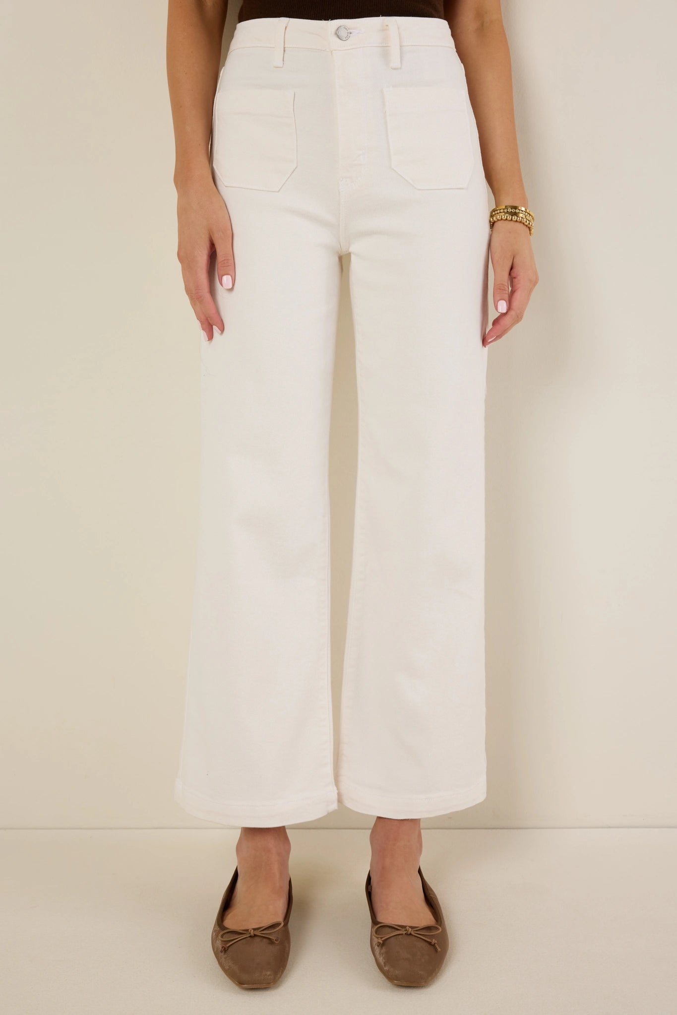 Kimberly Ecru White Capri Denim Jeans | Avara