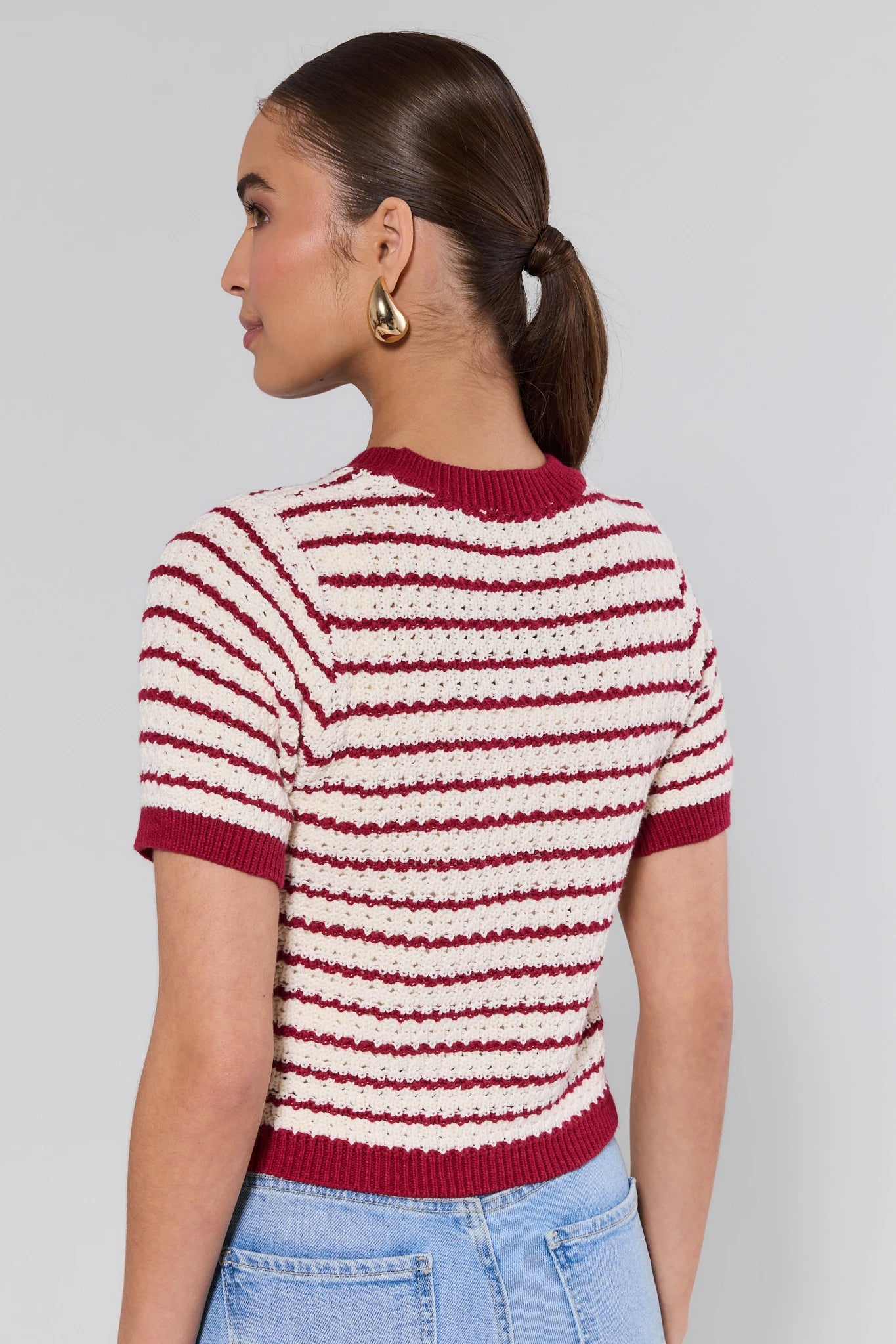 Charlene Red Striped Knit Sweater