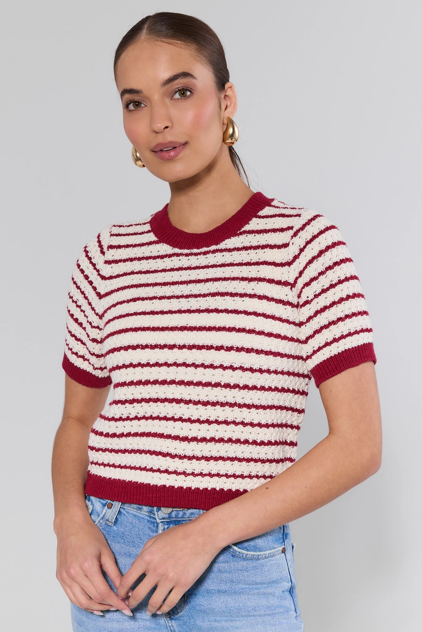 Charlene Red Striped Knit Sweater