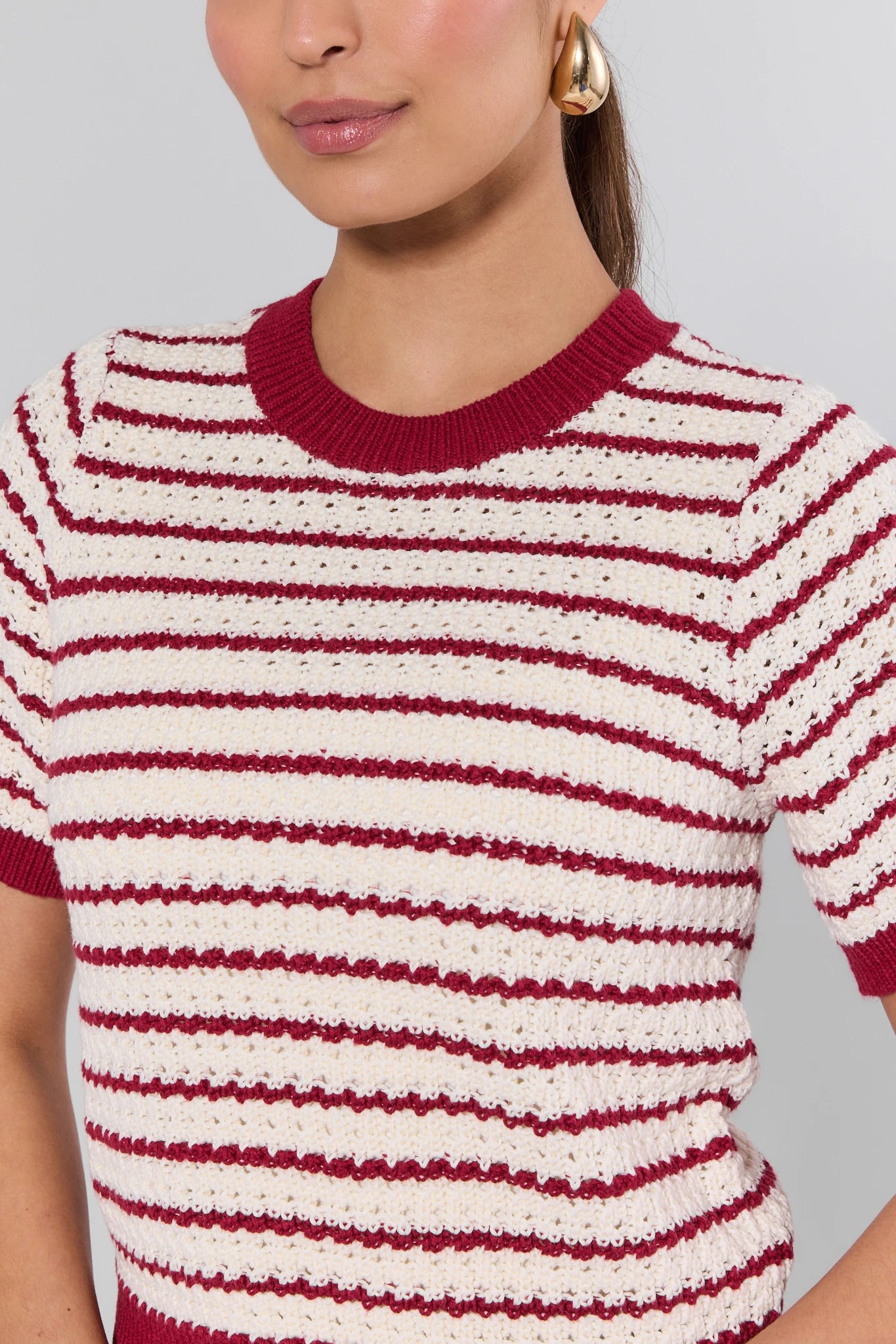 Charlene Red Striped Knit Sweater