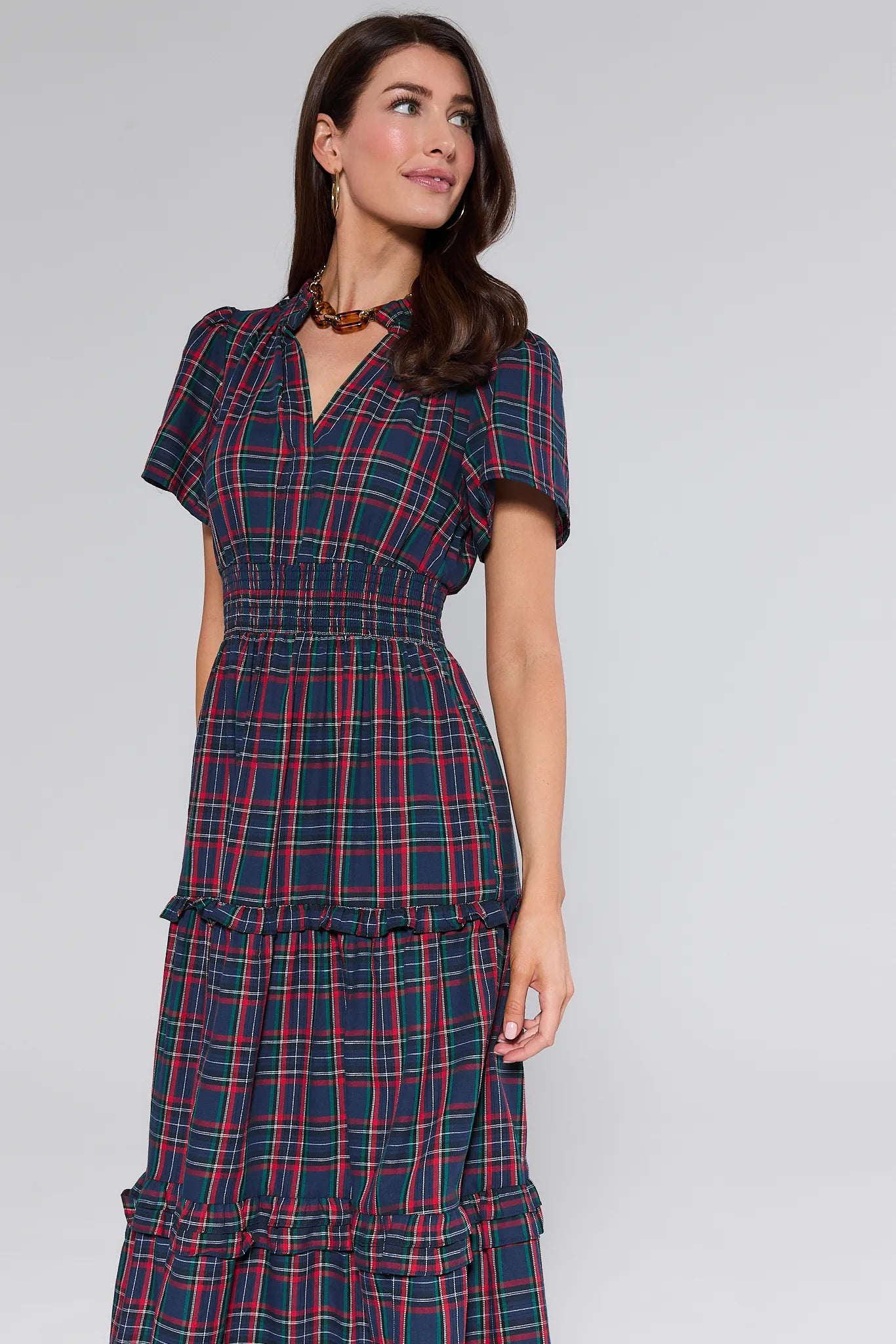 Delise Plaid Maxi Dress