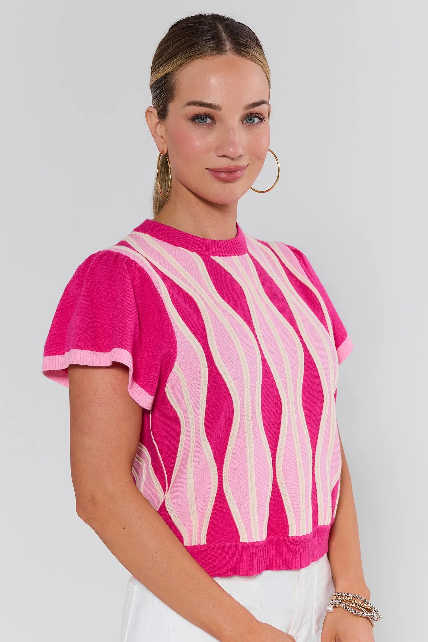 Donnelly Pink Short Sleeve Sweater