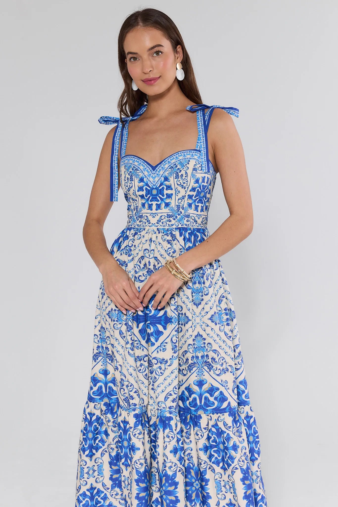 Stacey Blue Printed Midi Dress | Women's Clothing | Avara Stacey Blue Printed Midi Dress | Women's Clothing | Avara
