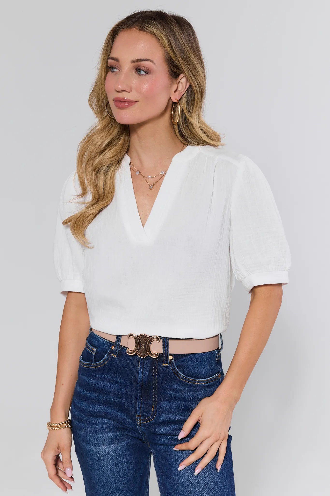 Tammy White Gauze Top | Avara