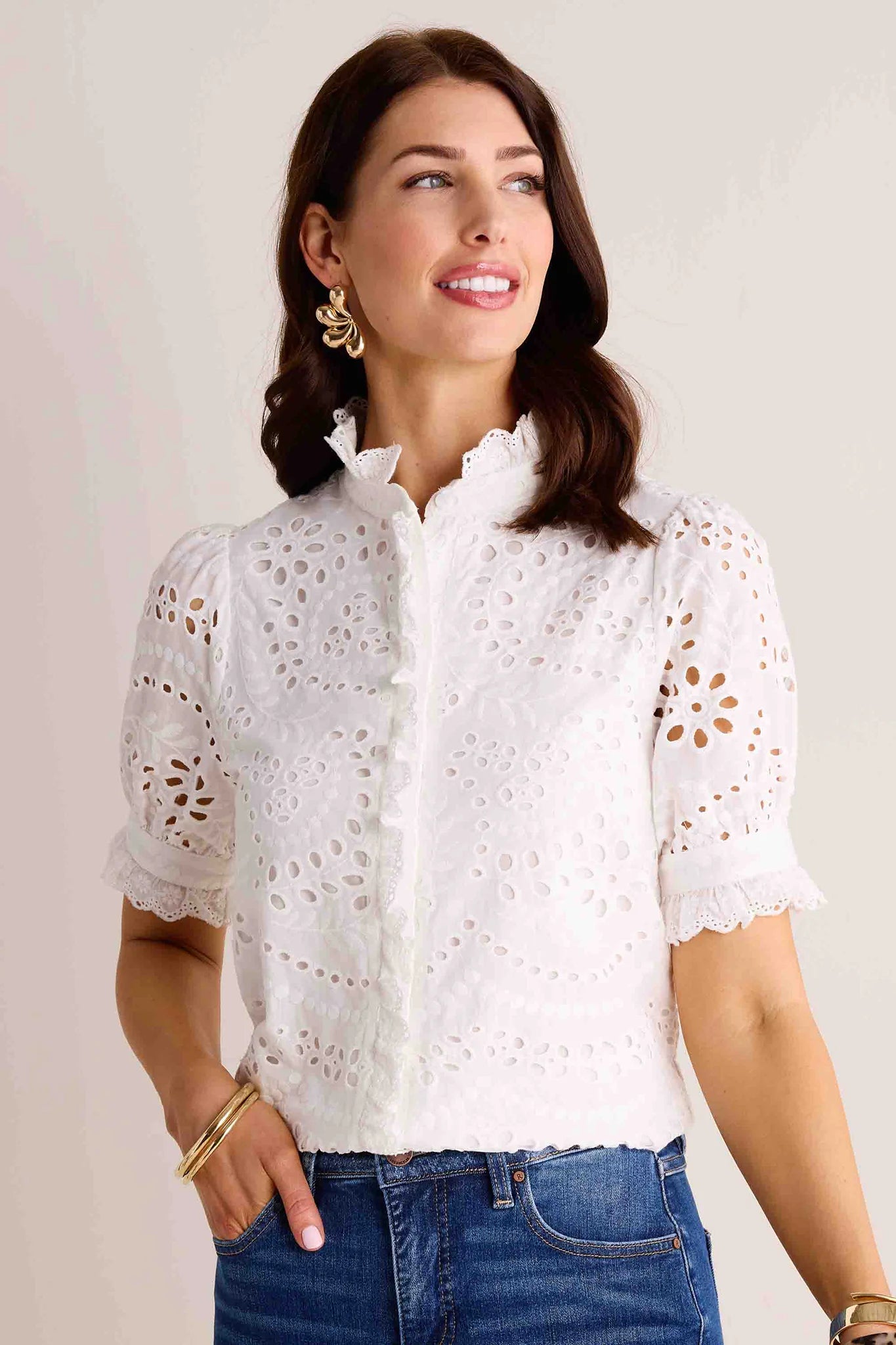 Janey Top- White Eyelet