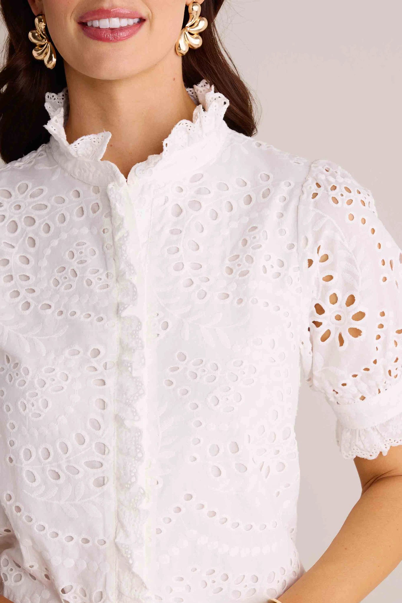 Janey Top- White Eyelet