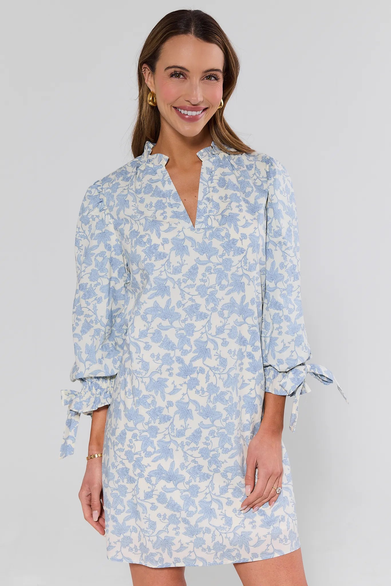 Beatrice Blue Floral Short Dress | Women's Clothing