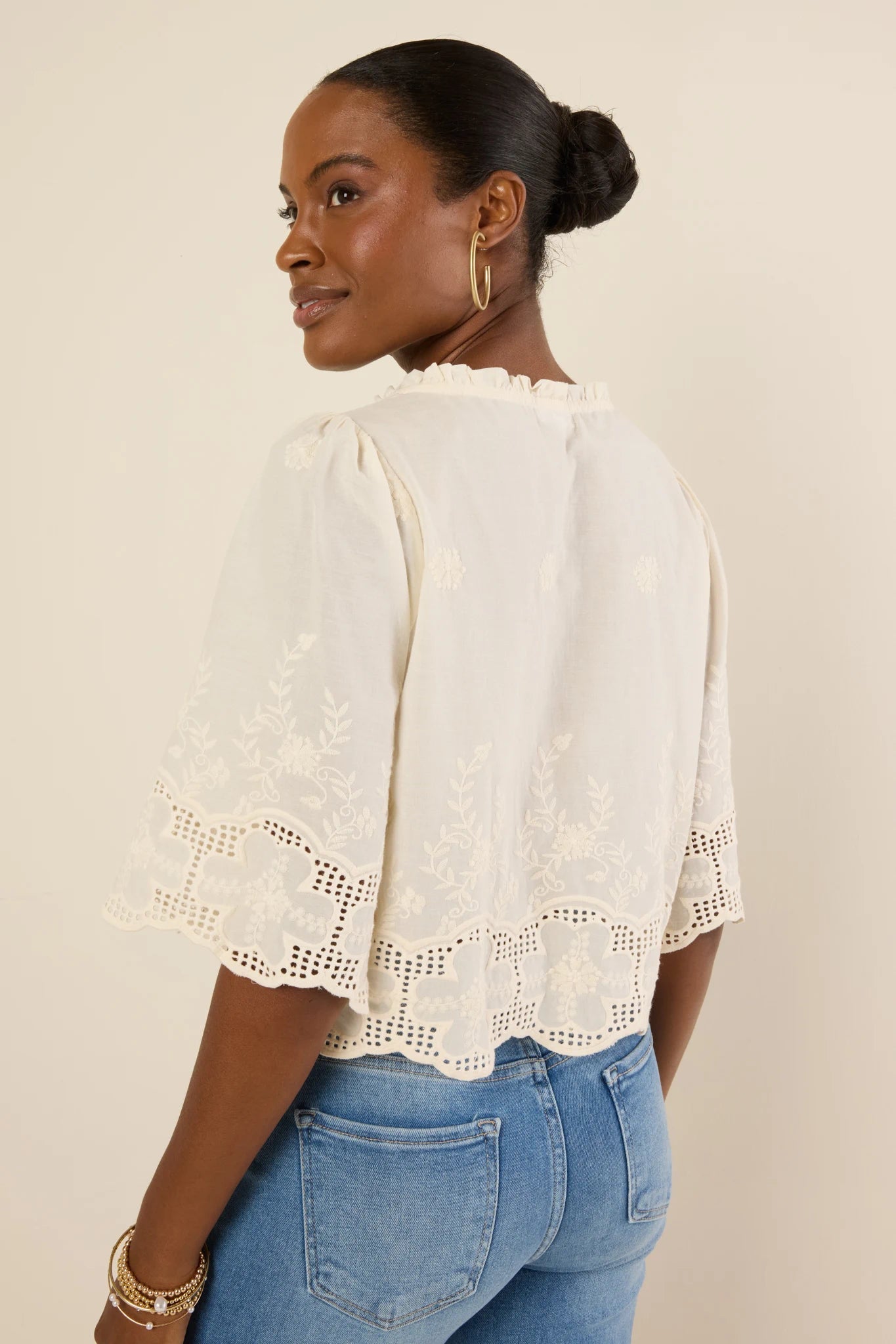 Anderson Top- Ivory Eyelet