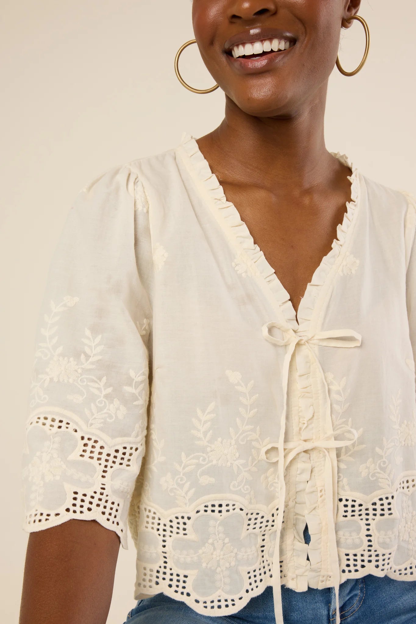 Anderson Top- Ivory Eyelet