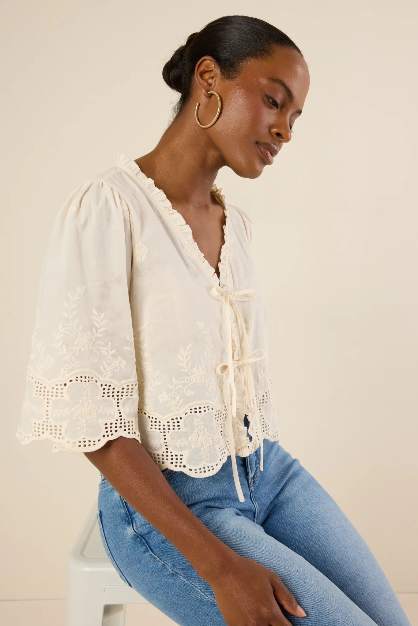 Anderson Top- Ivory Eyelet