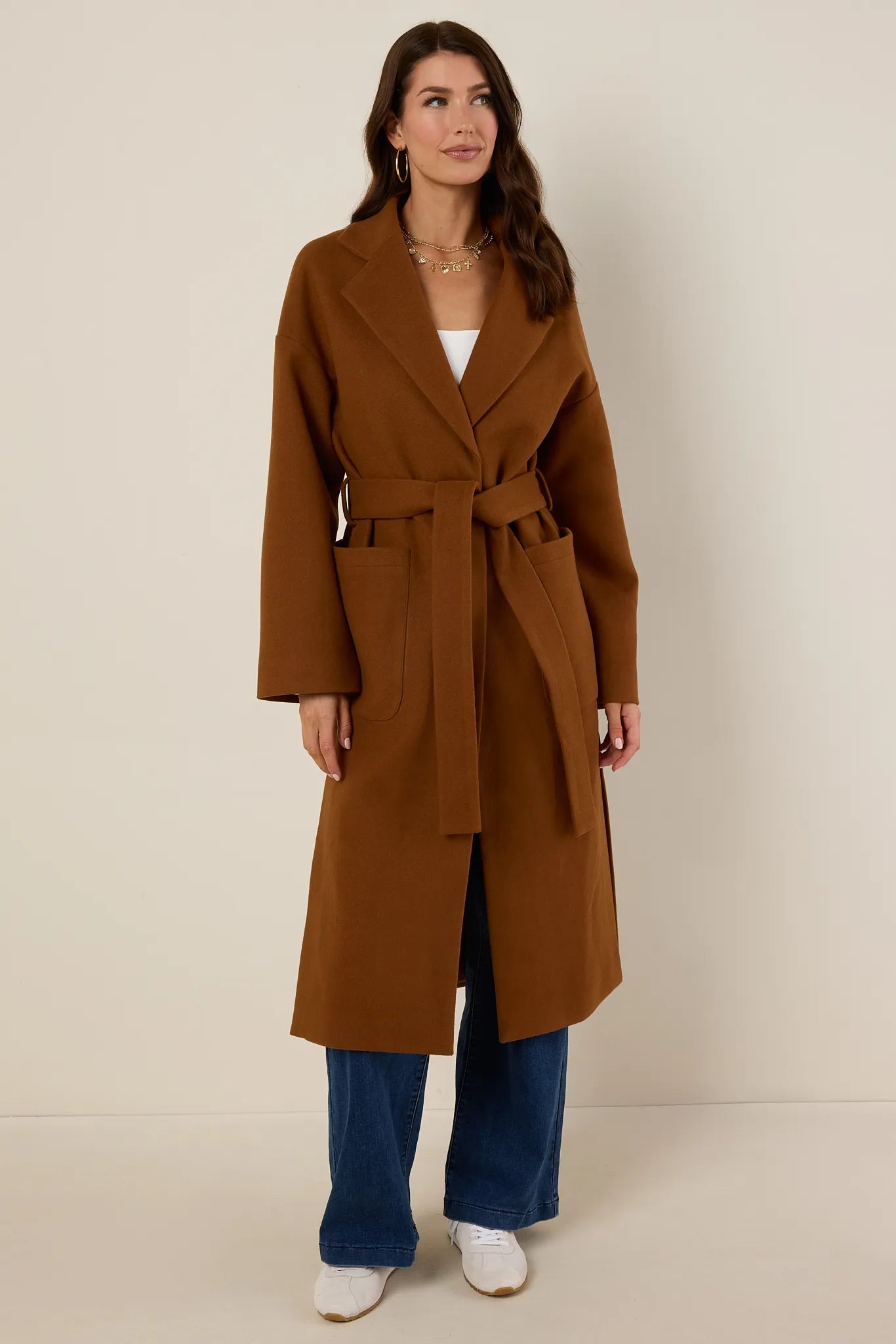 Marty Brown Belted Coat | Avara