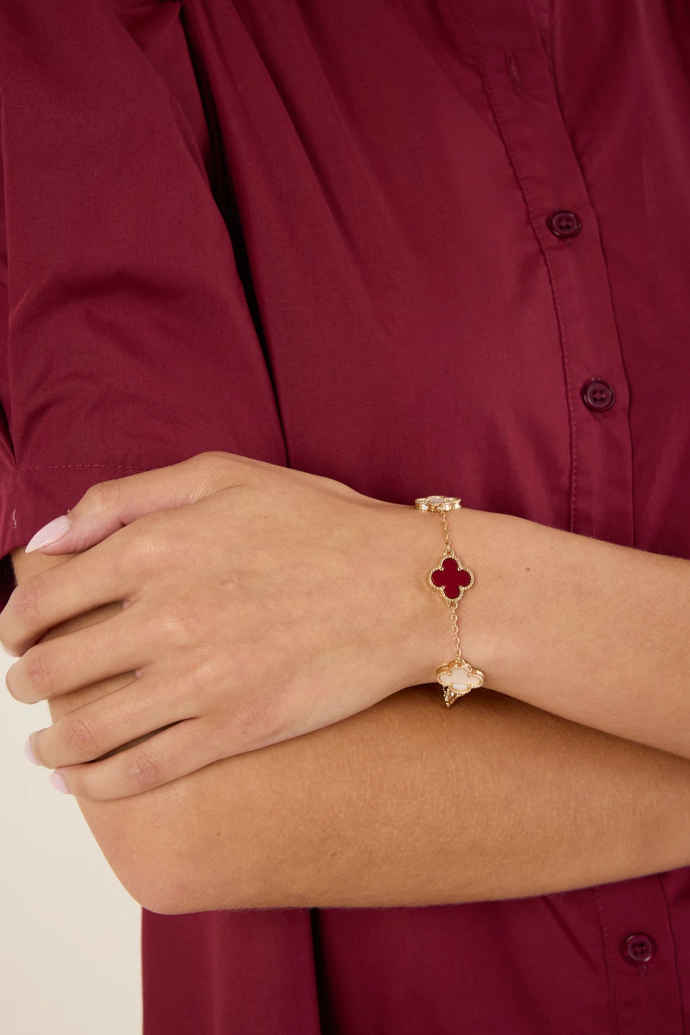 Layne Bracelet- Burgundy/White