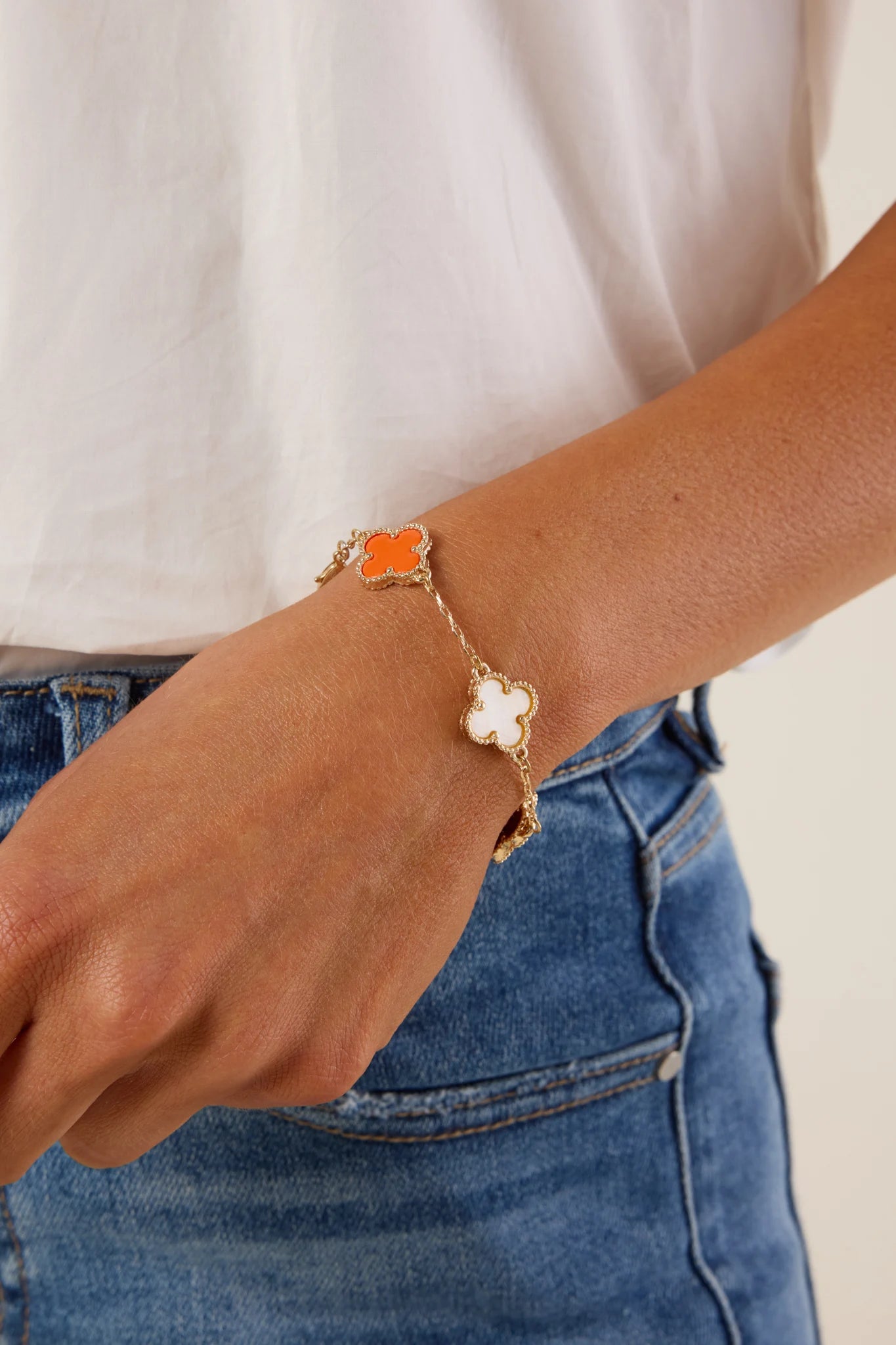 Layne Bracelet- Orange/White