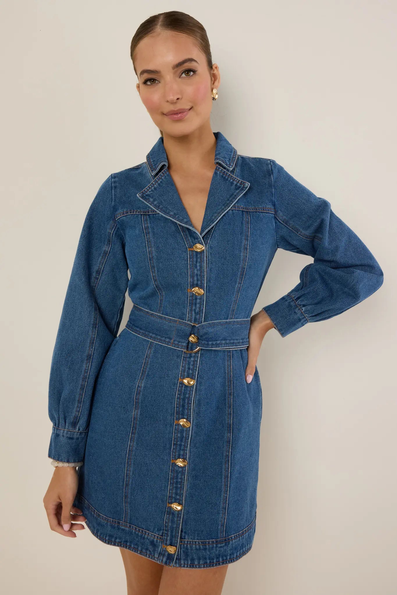Adrienne Denim Button Up Short Dress Adrienne Denim Button Up Short Dress