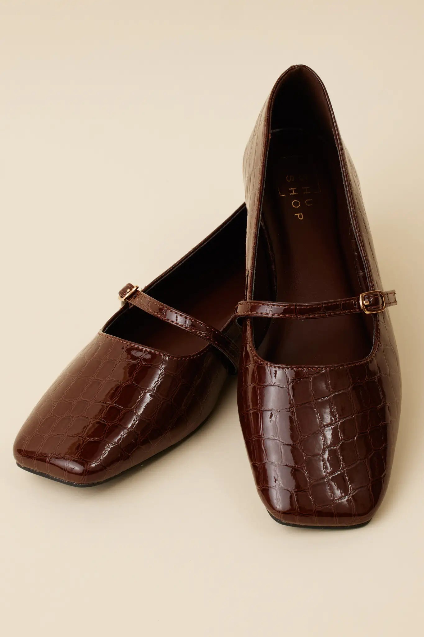 Adele Flats- Brown Croc