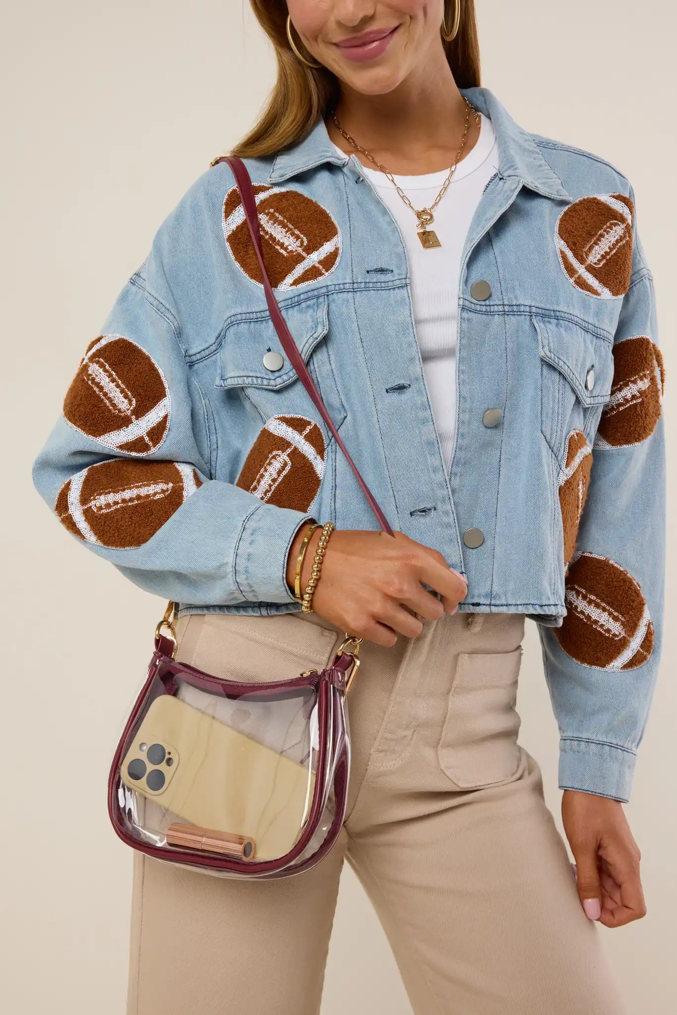 Clear Game Day Bag- Maroon