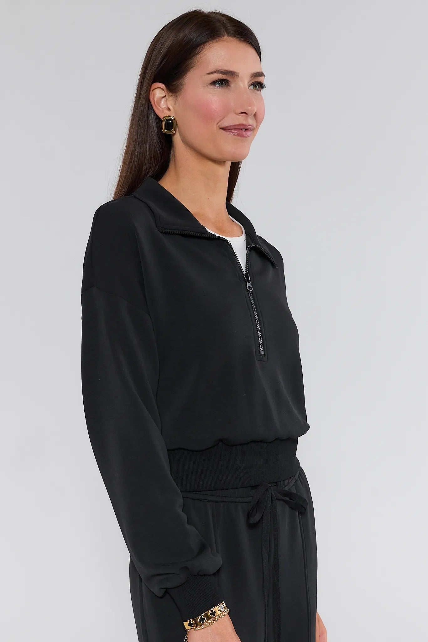Lucy Black Half-Zip Pullover