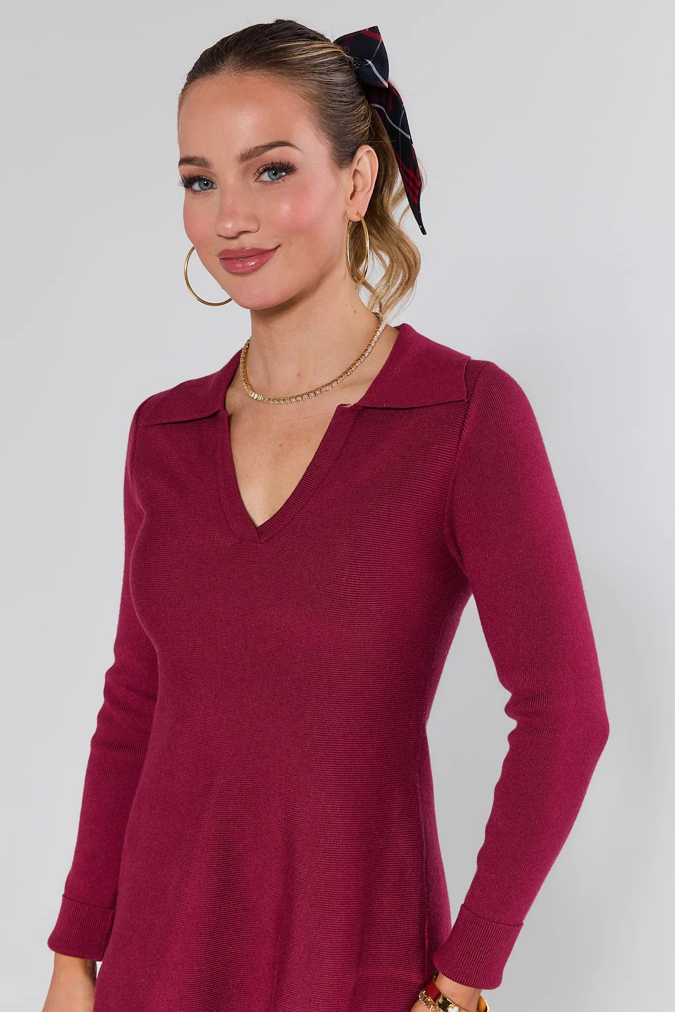 Amelia Burgundy Knit Mini Dress