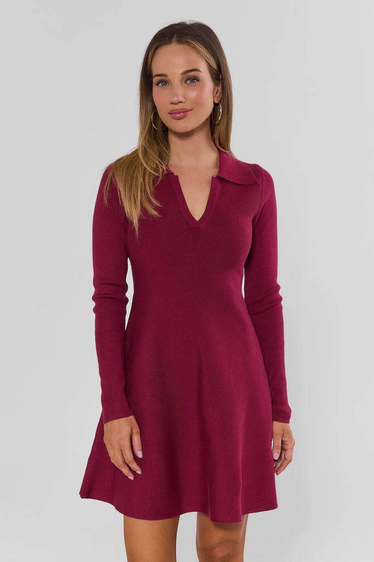 Amelia Burgundy Knit Mini Dress