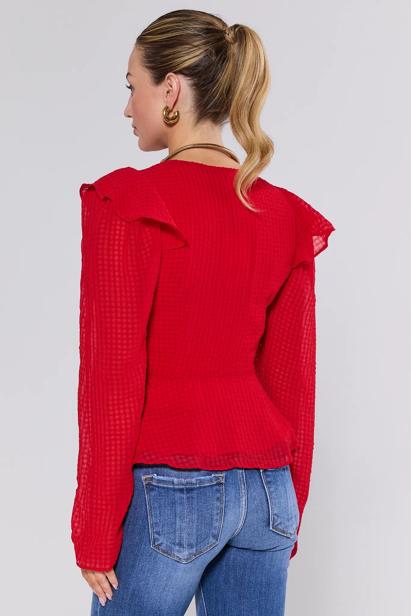 Avery Red Peplum Top