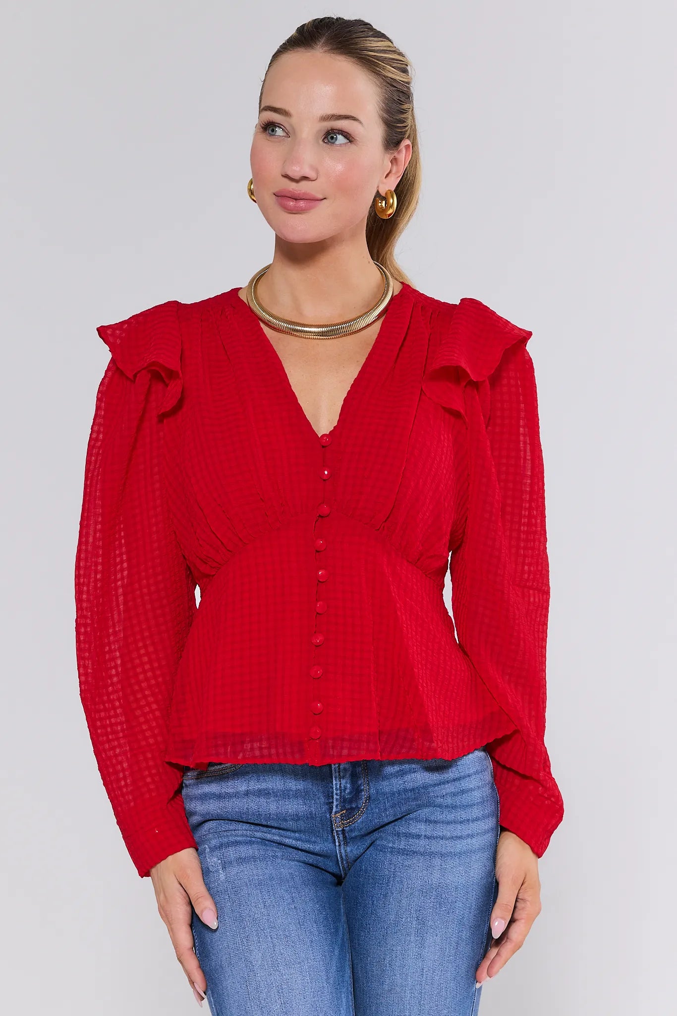 Avery Red Peplum Top
