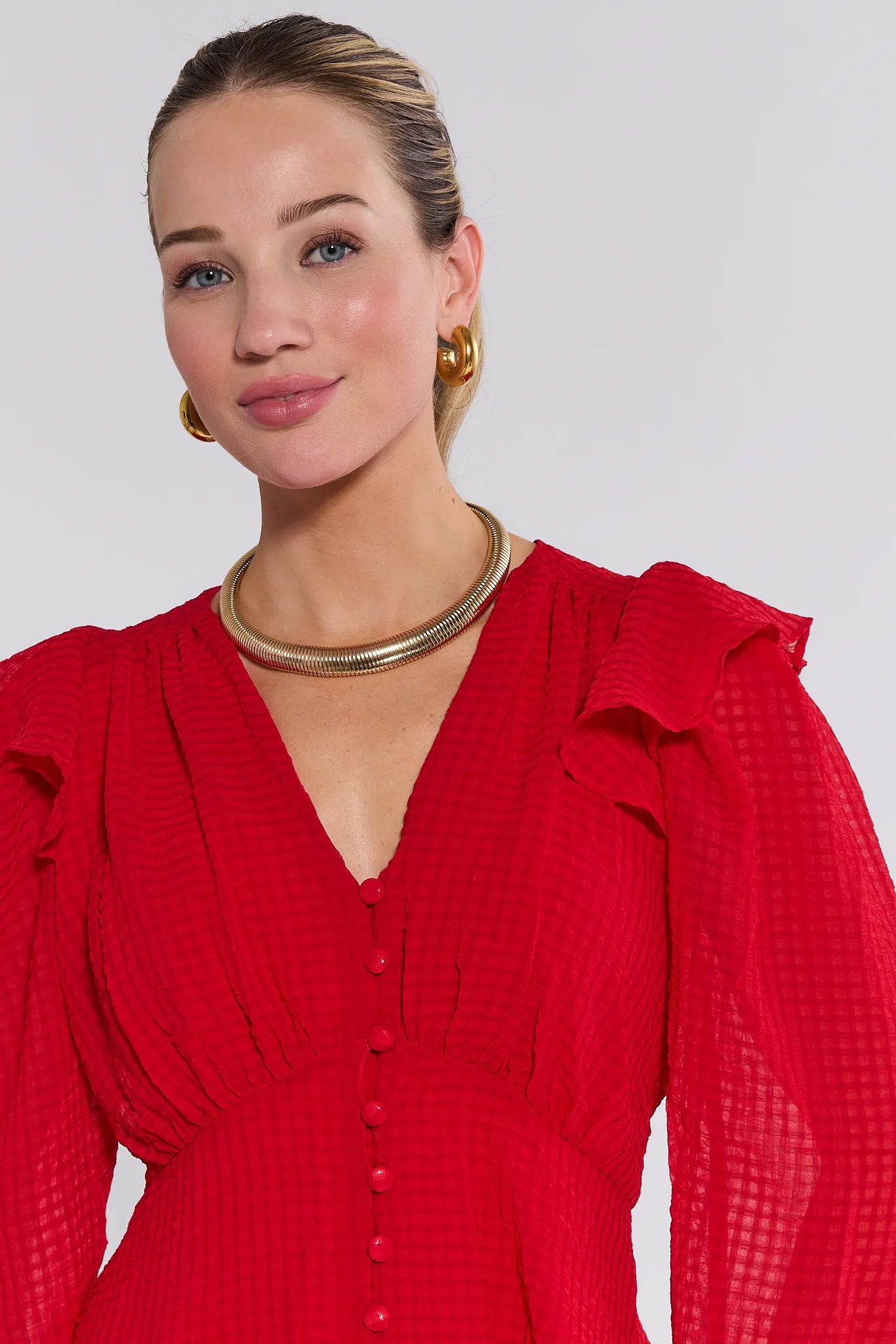 Avery Red Peplum Top