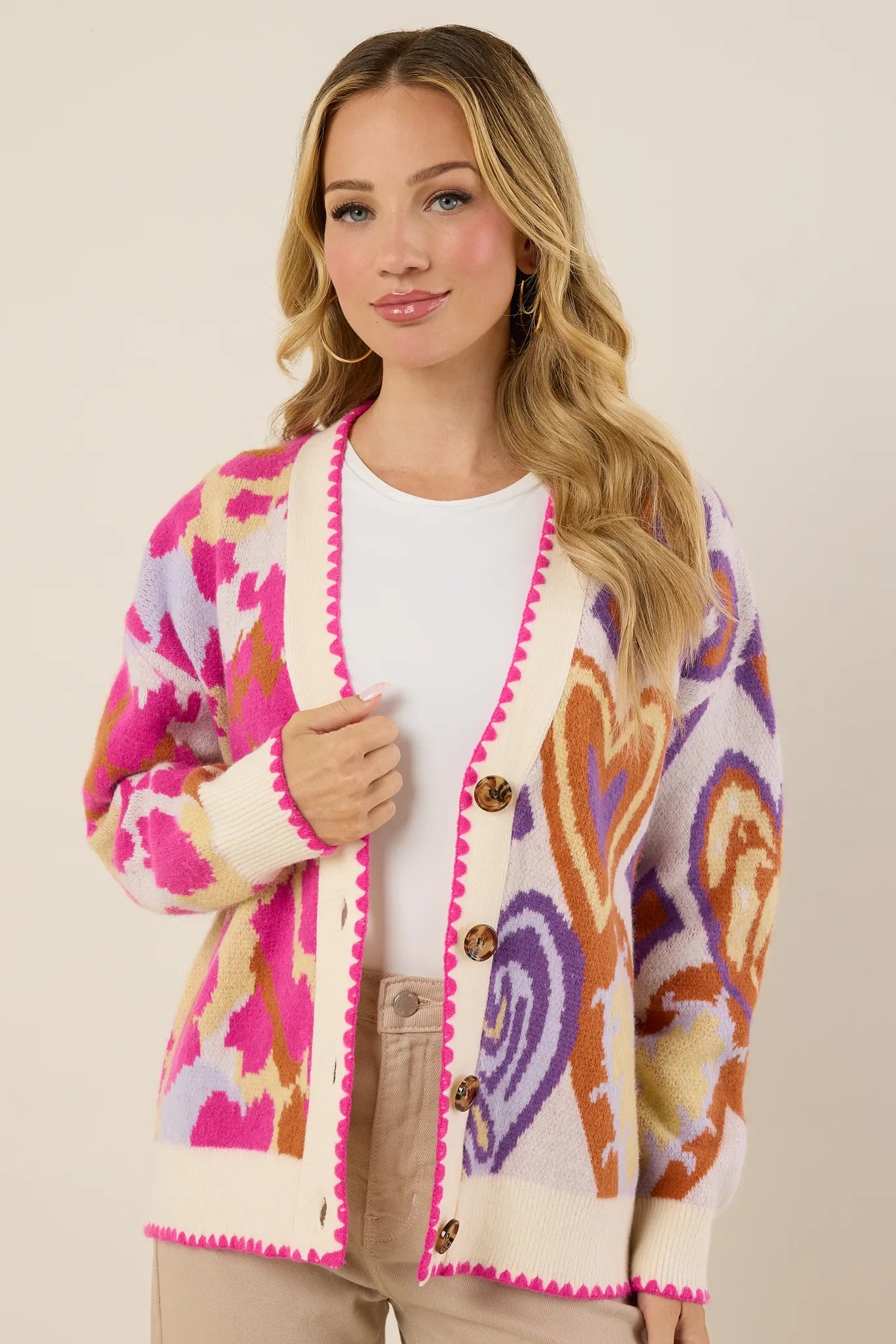 Leslie Pink Printed Cardigan | Avara