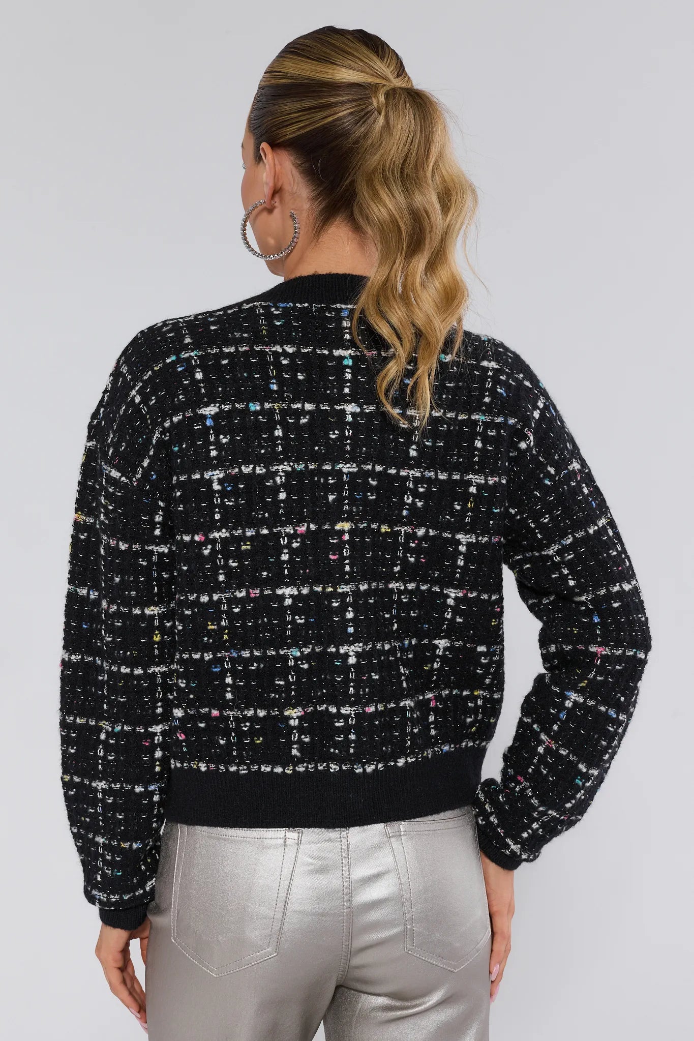 Natalia Black Tweed Cardigan