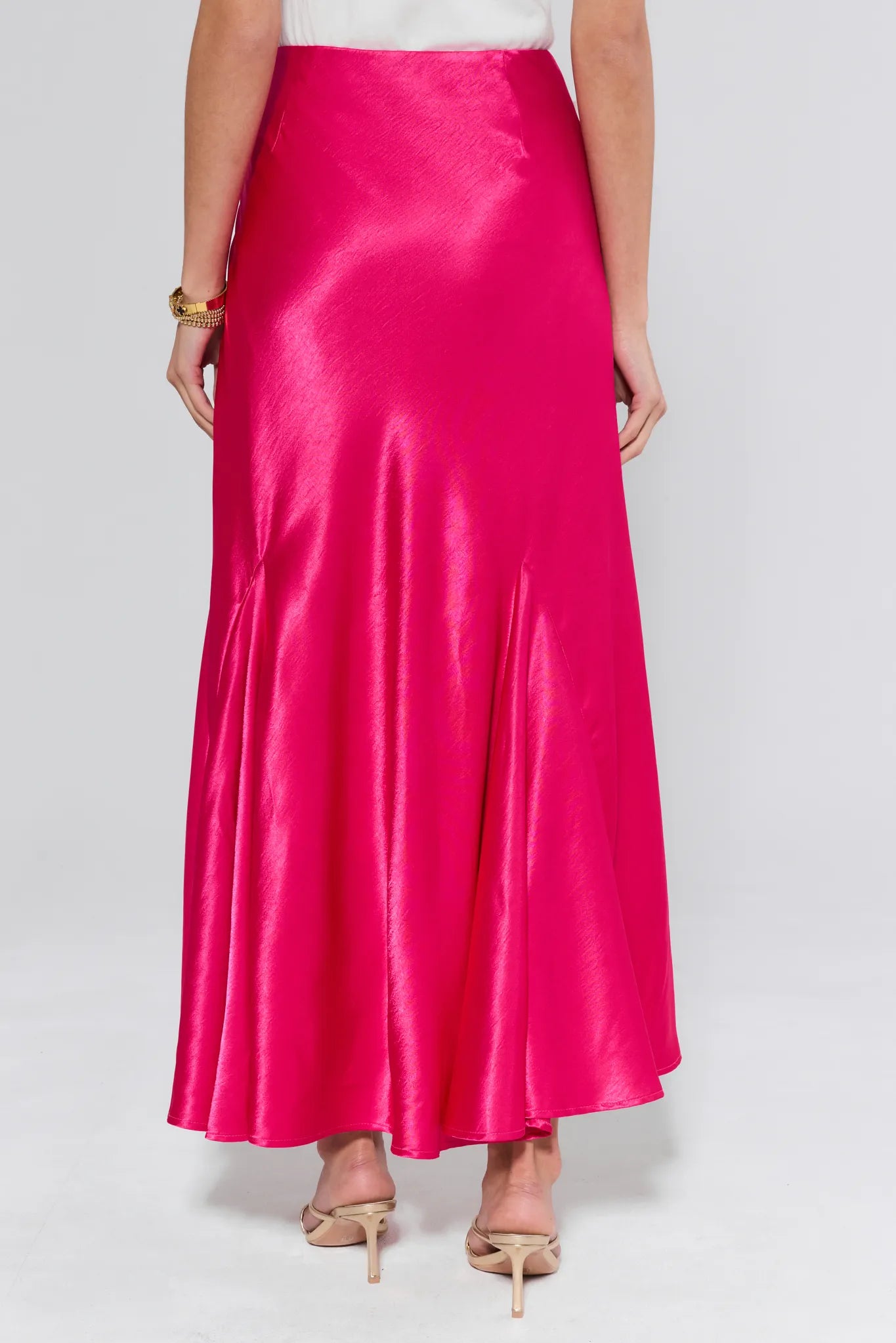 Olivia Pink Satin Maxi Skirt