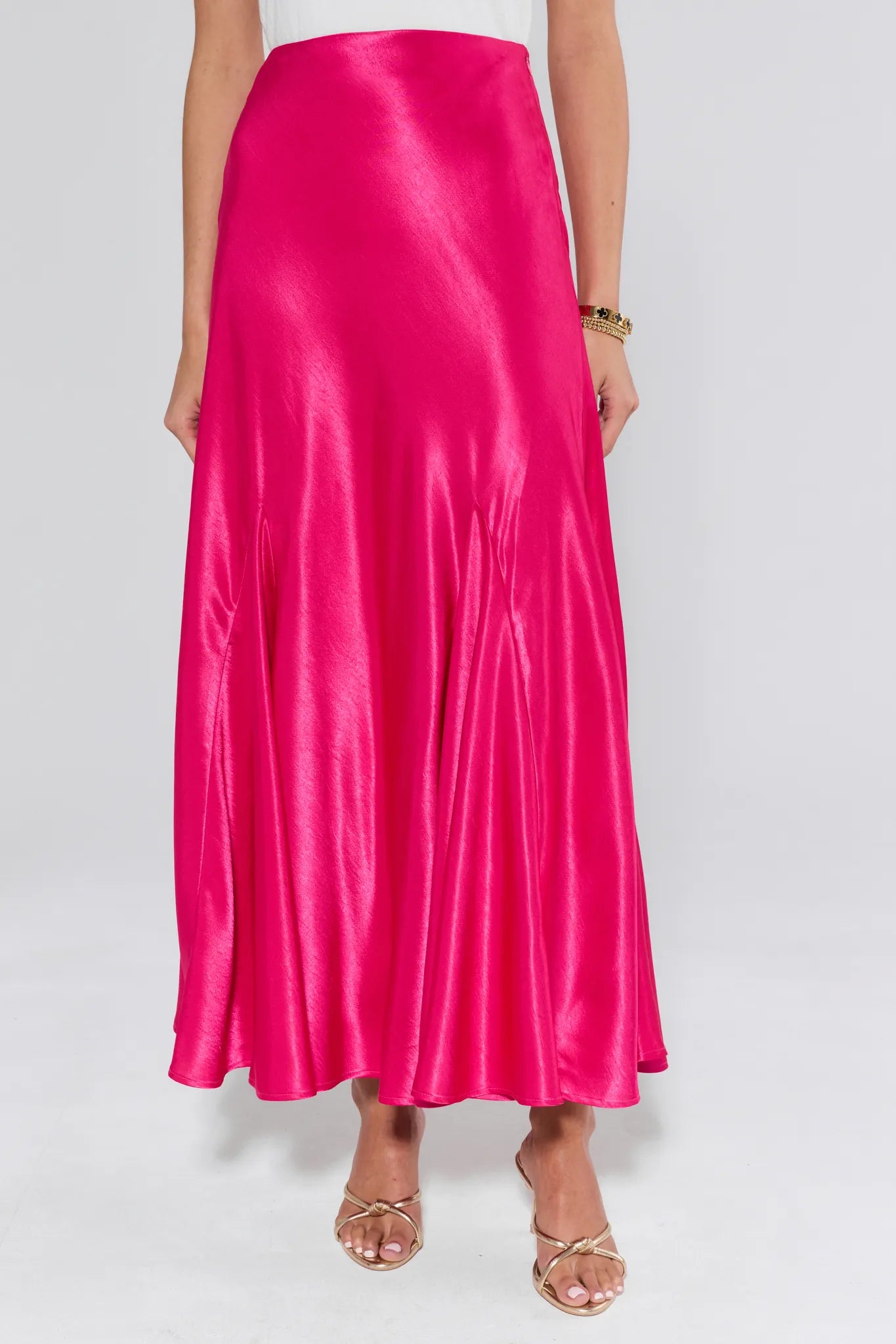 Olivia Pink Satin Maxi Skirt