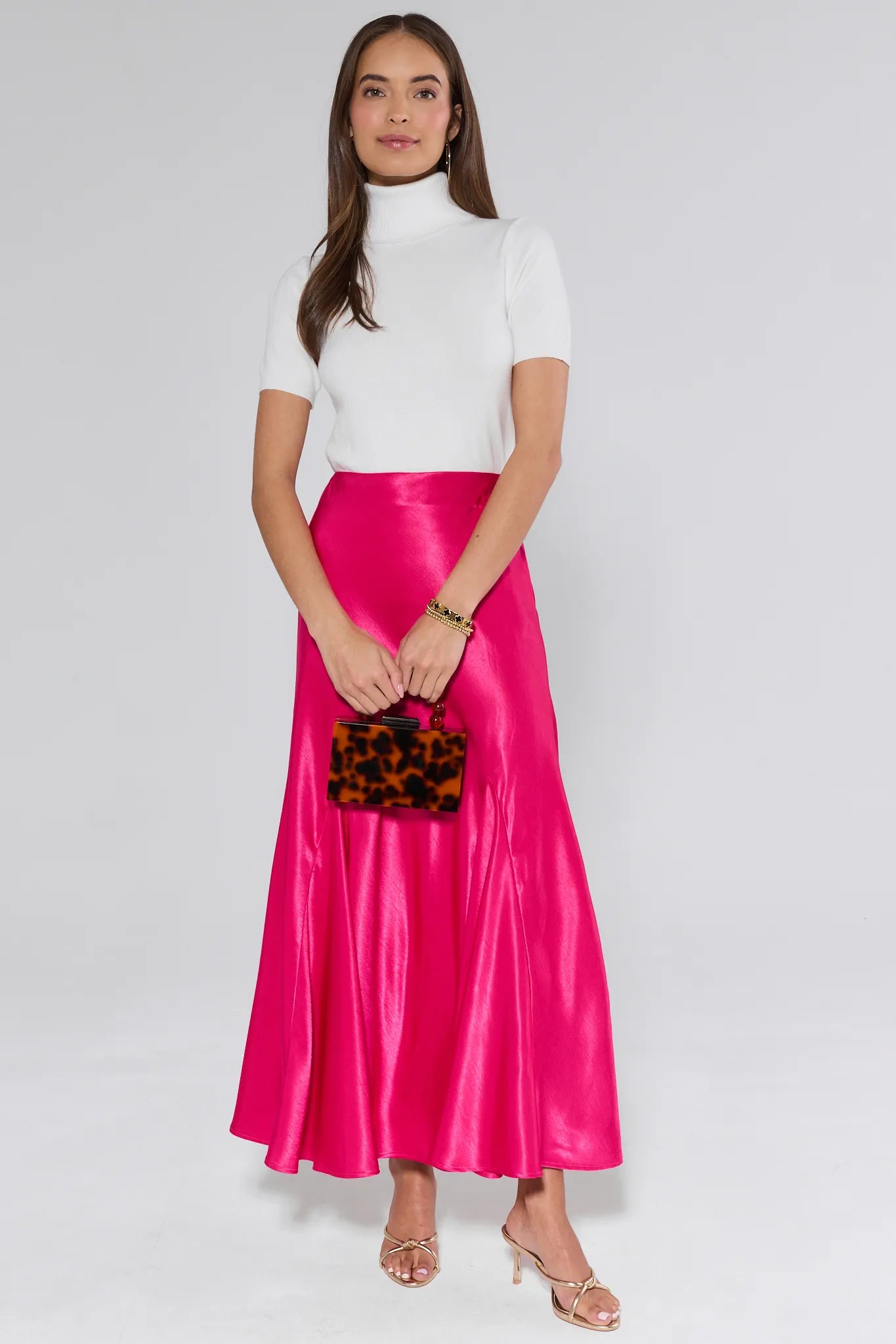 Olivia Pink Satin Maxi Skirt