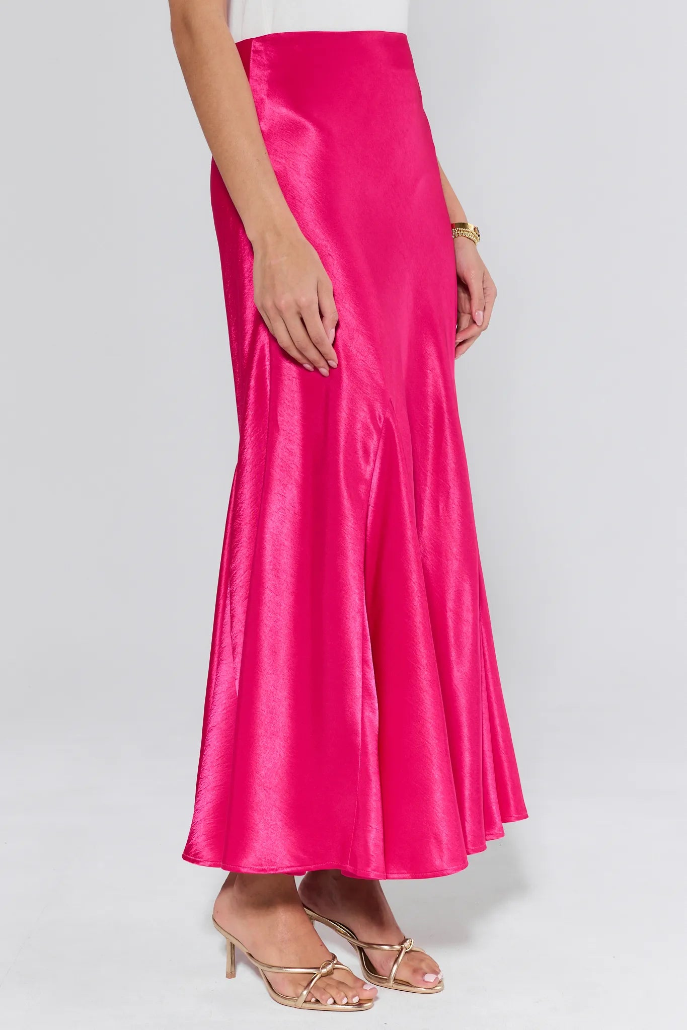 Olivia Pink Satin Maxi Skirt