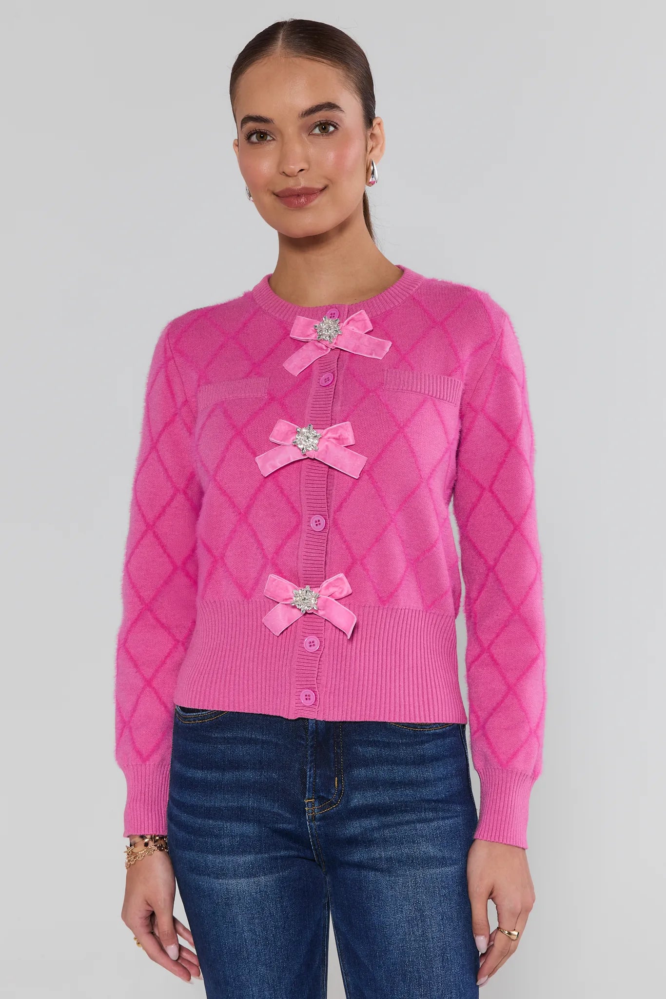 Emily Pink Bow Cardigan