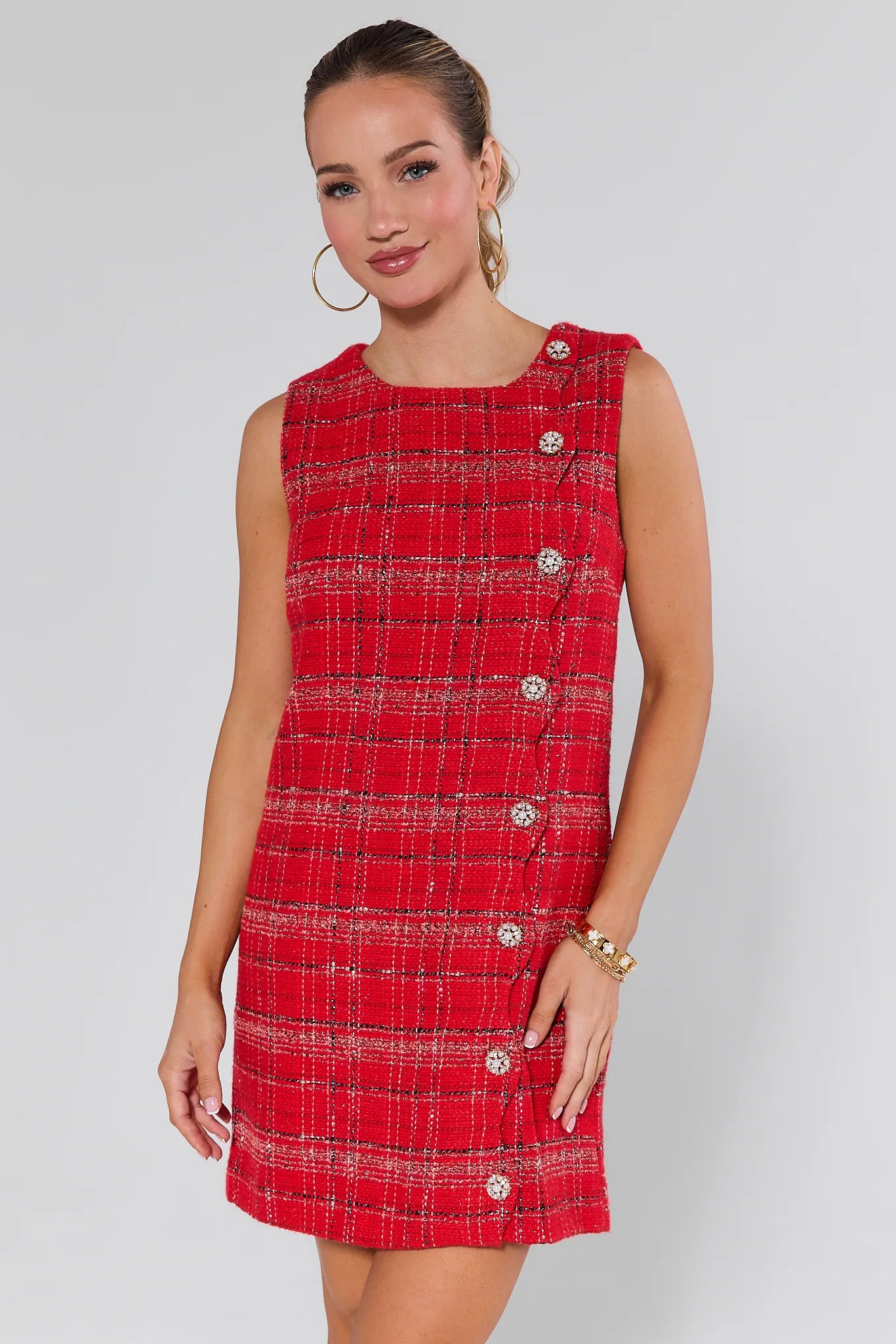 Noelle Red Tweed Short Dress