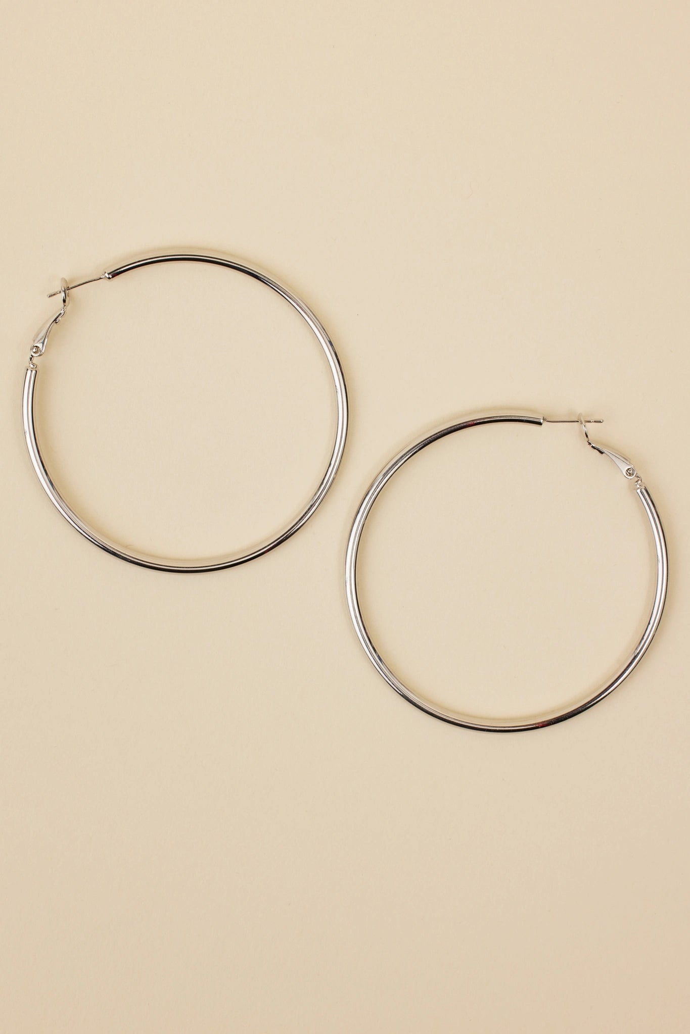 Tara Hoop Earrings- Silver 2.5" Diameter