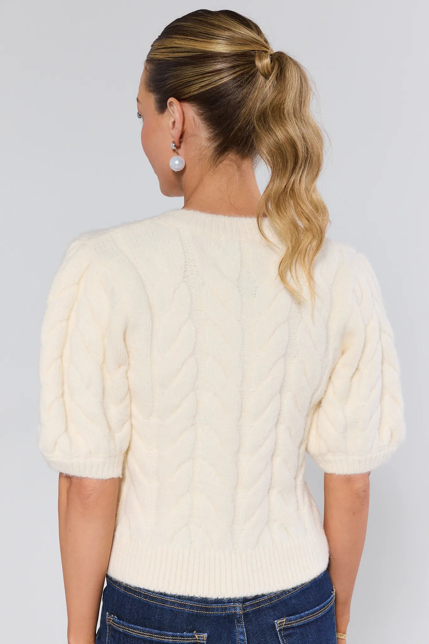 Priscilla Cable-Knit Bow Sweater