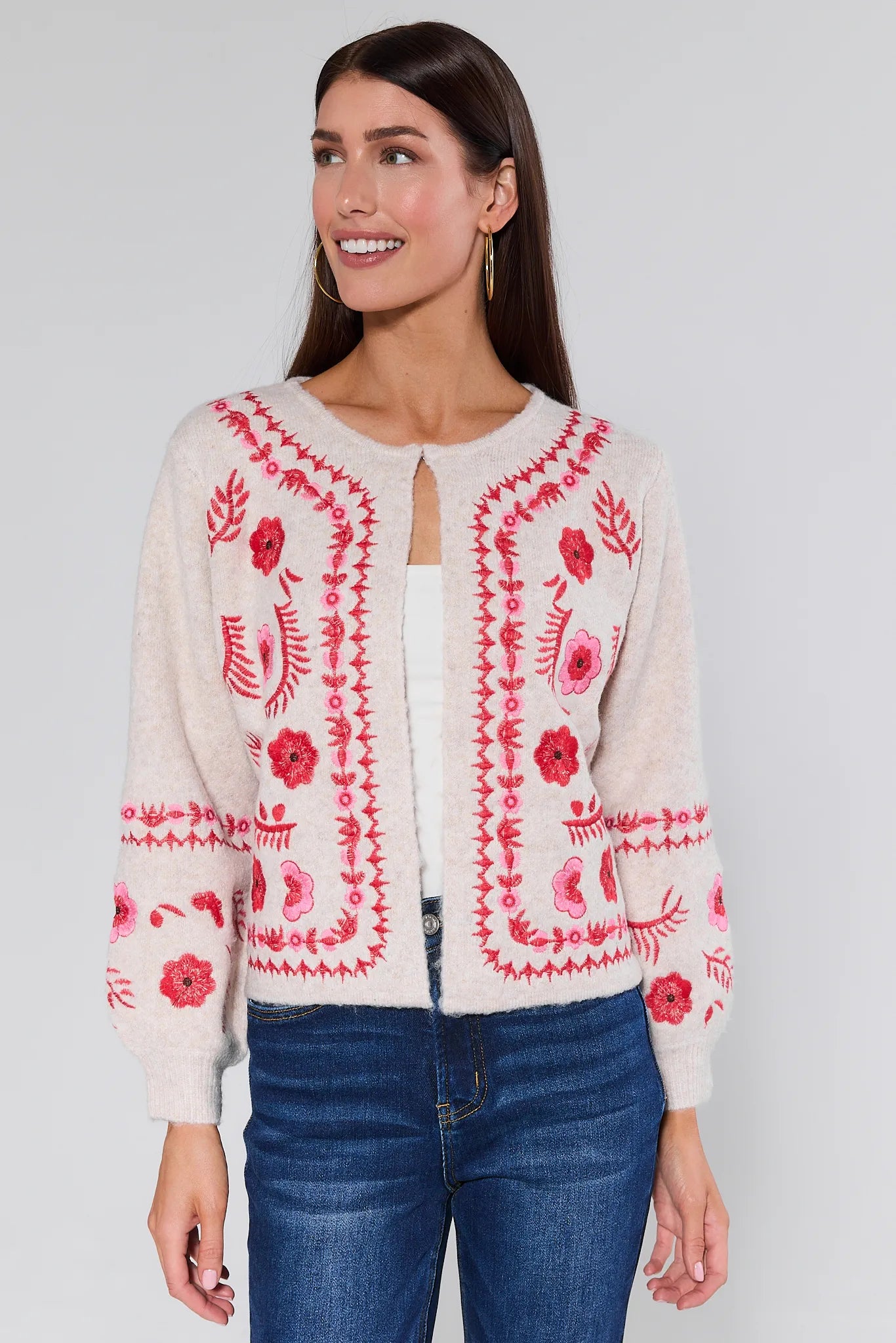 Hallie Embroidered Knit Cardigan