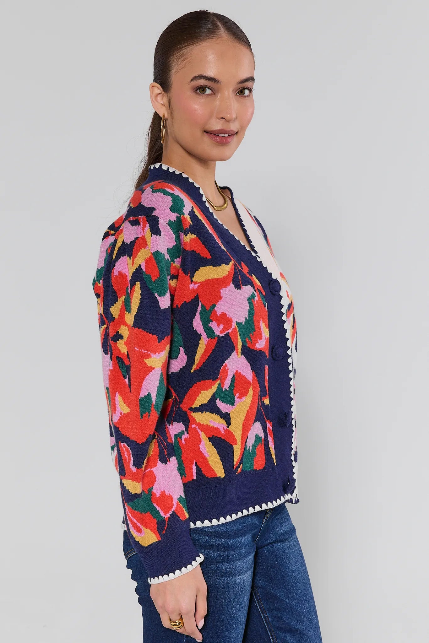 Leslie Navy Floral Cardigan