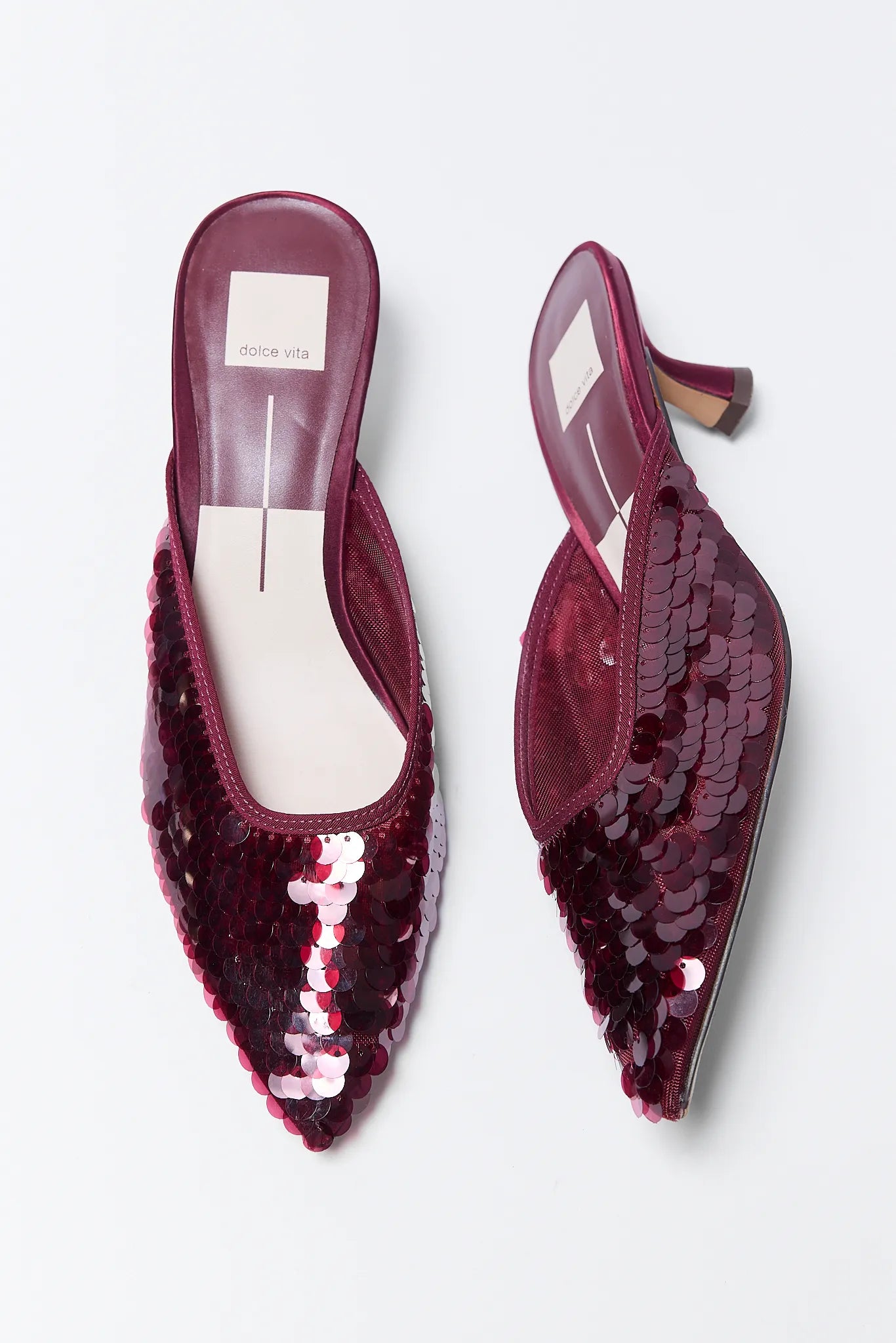 Cleo Burgundy Sequin Heels