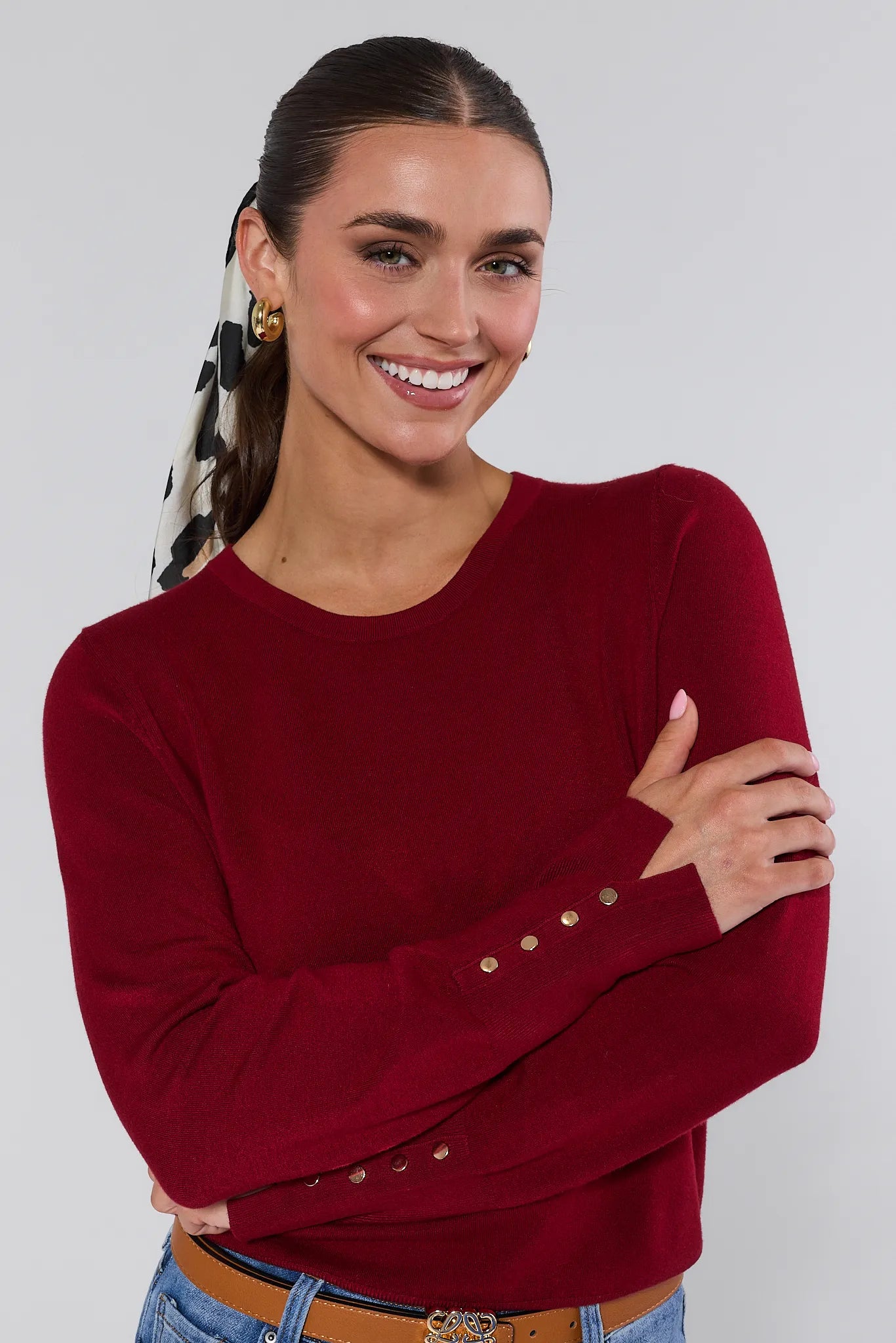 Enid Burgundy Knit Sweater
