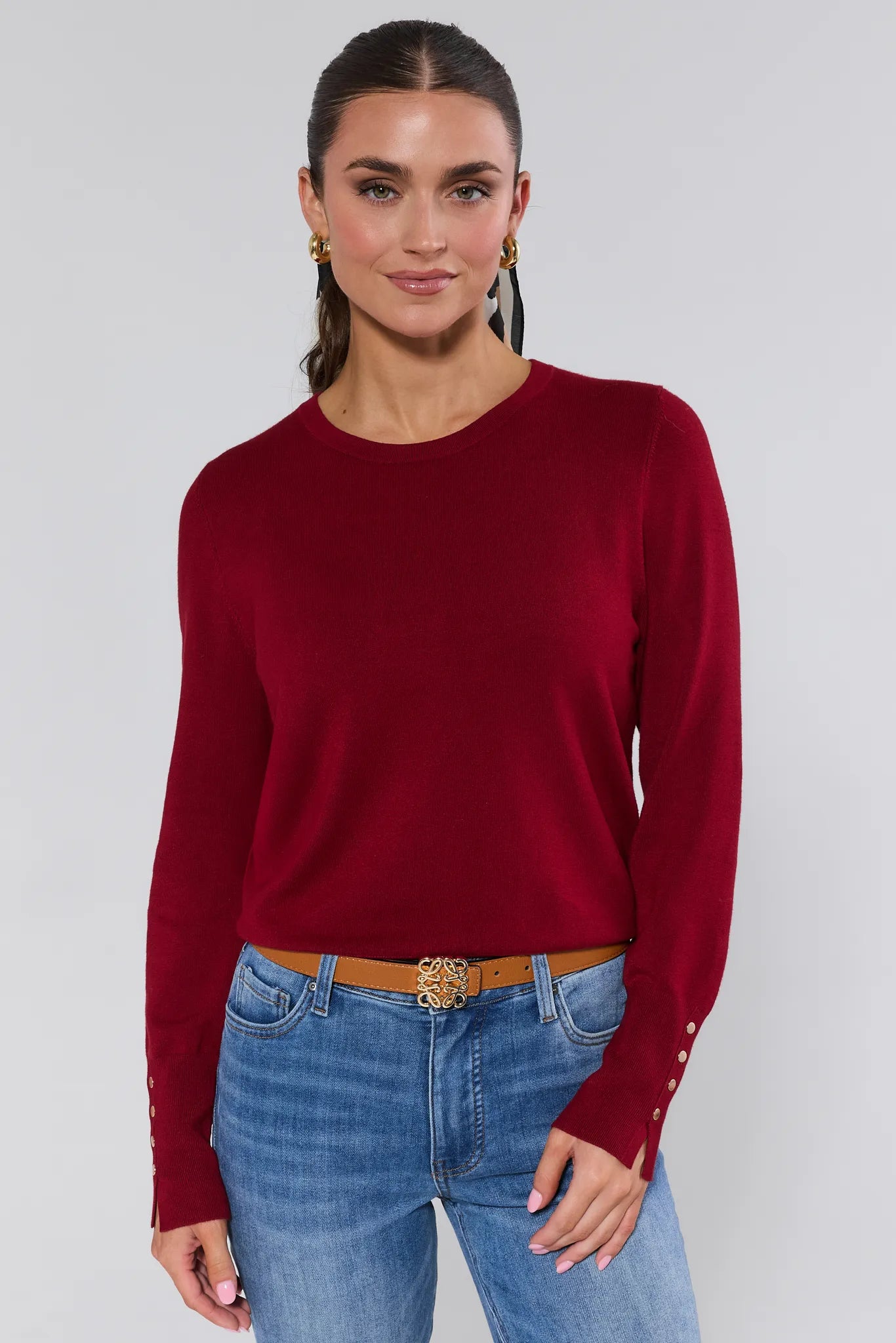 Enid Burgundy Knit Sweater