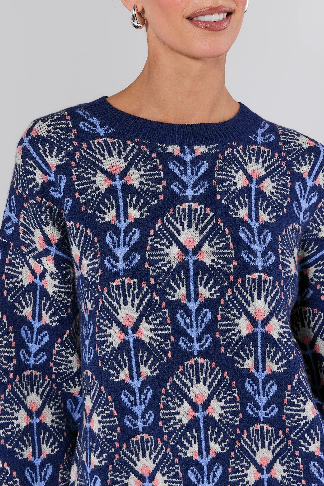 Maisie Blue Printed Sweater