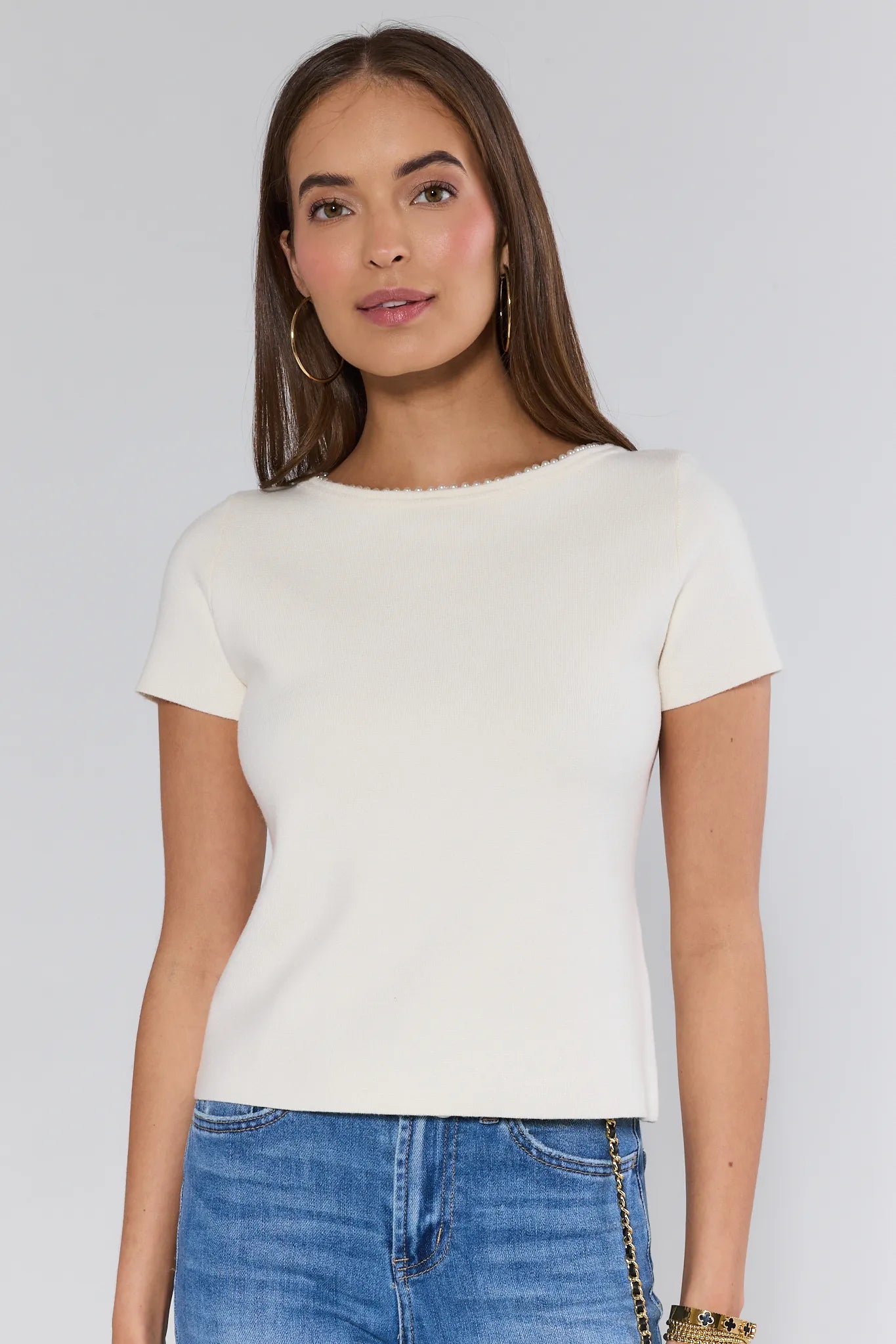 Ingrid White Embellished Top