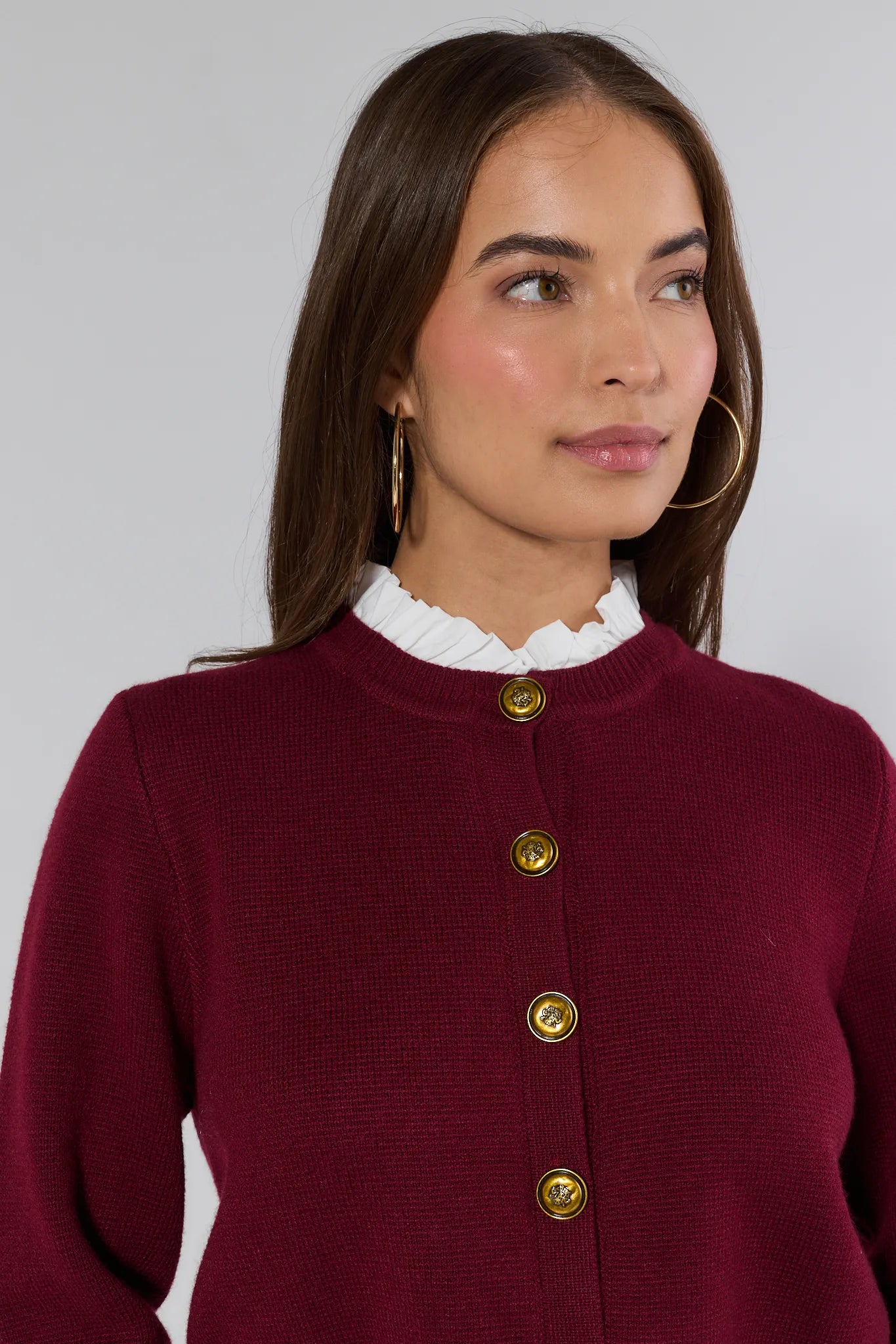 Bridgette Burgundy Ruffle Cardigan