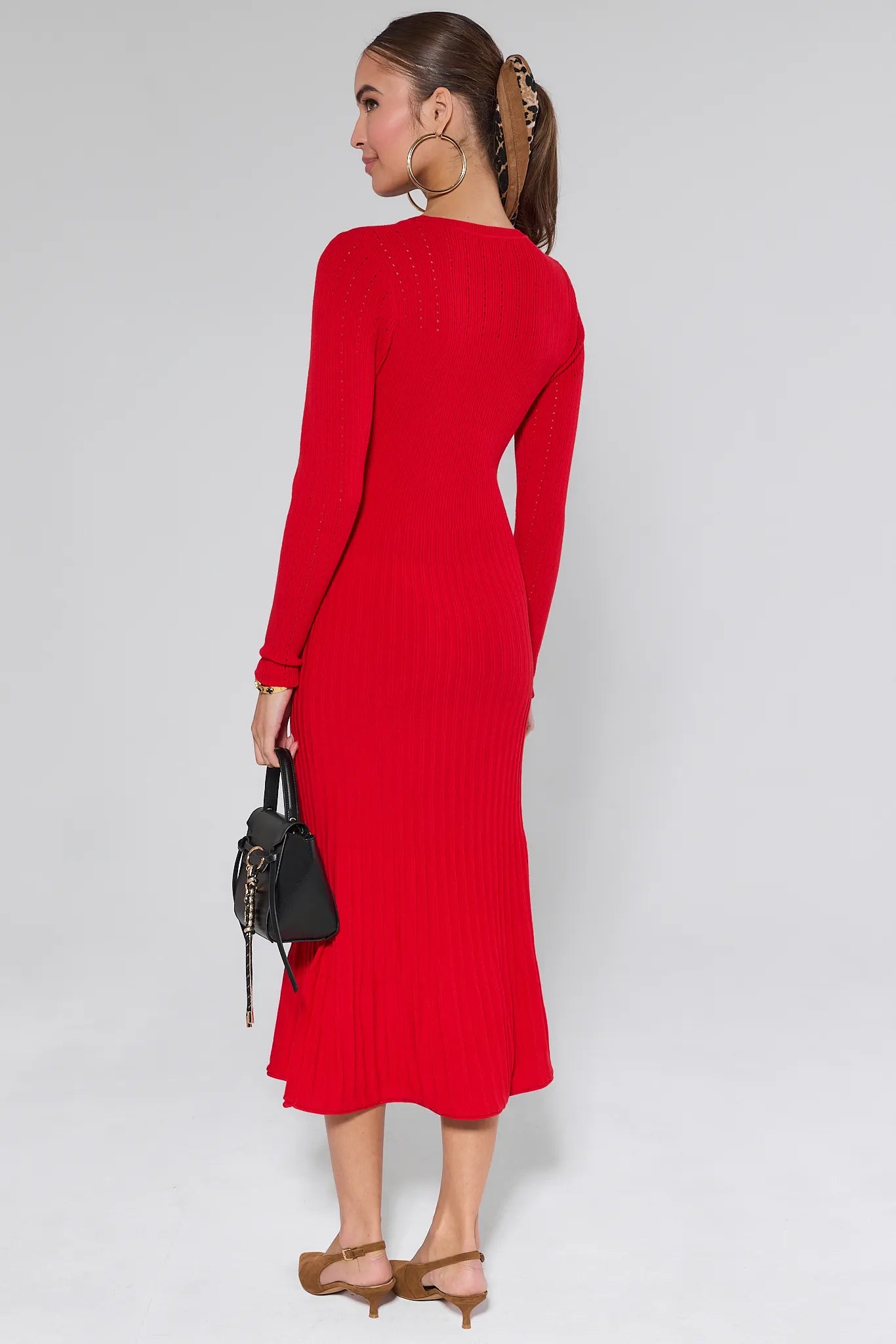 Lena Red Knit Midi Dress