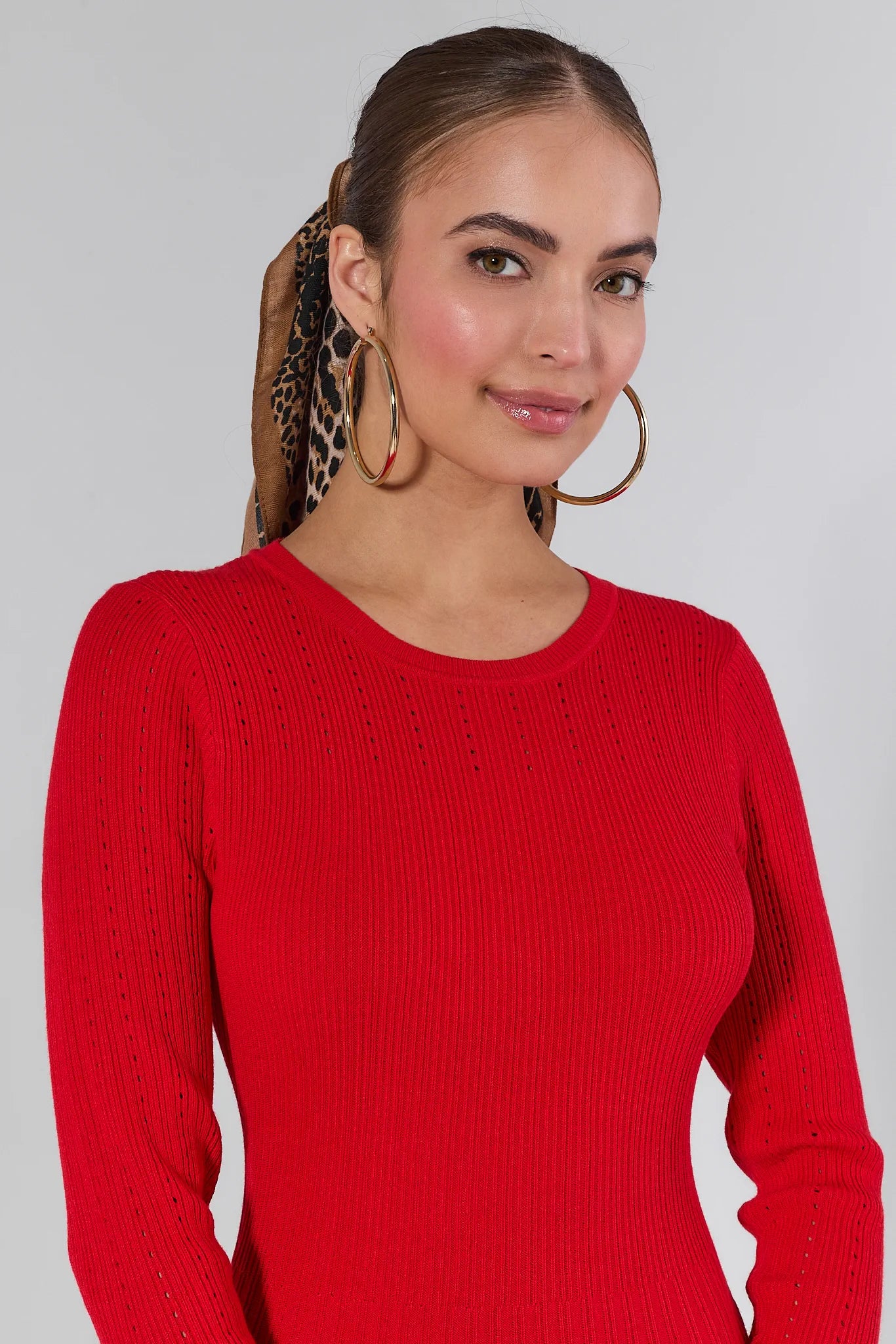 Lena Red Knit Midi Dress