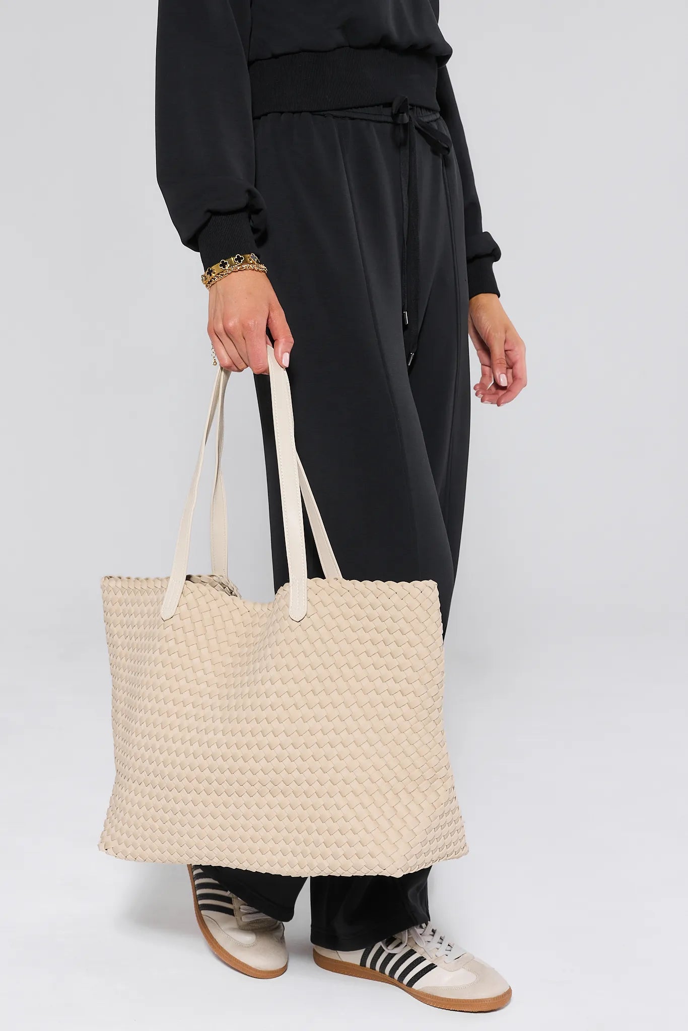Evie Tan Woven Tote Bag