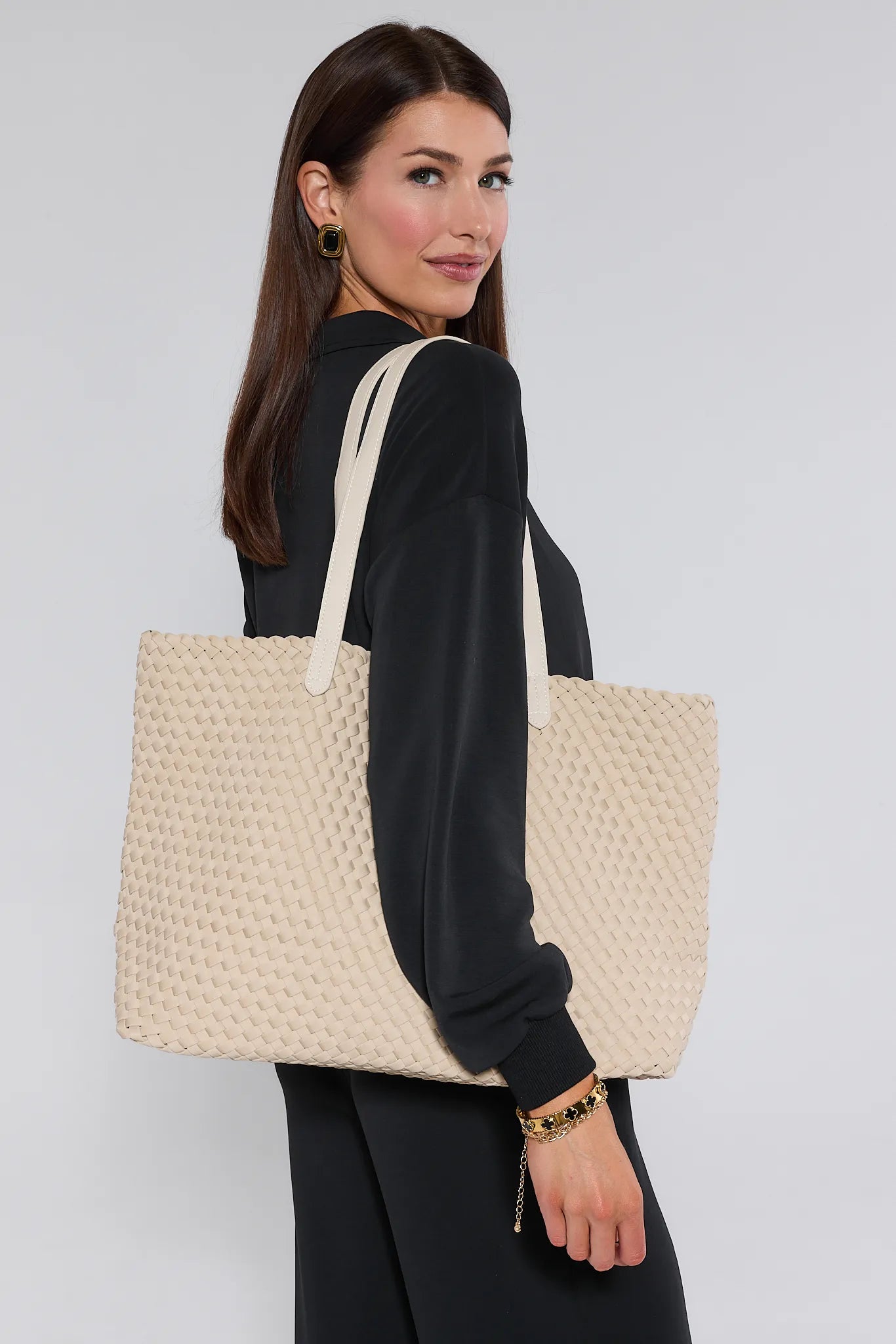 Evie Tan Woven Tote Bag